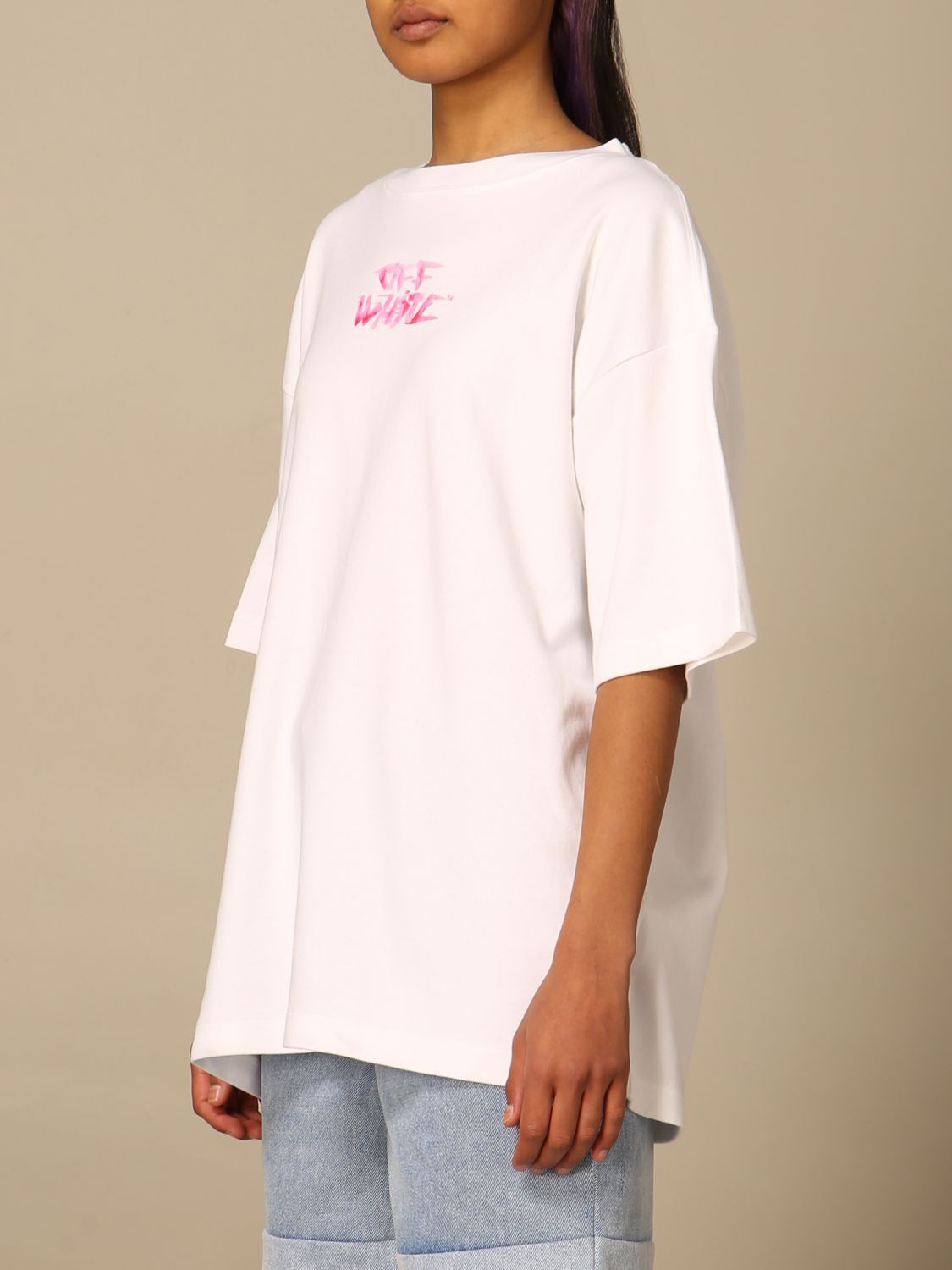 Off-White White And Pink Watercolour Logo T-shirt Size US XXS / EU 40 - 3 Thumbnail