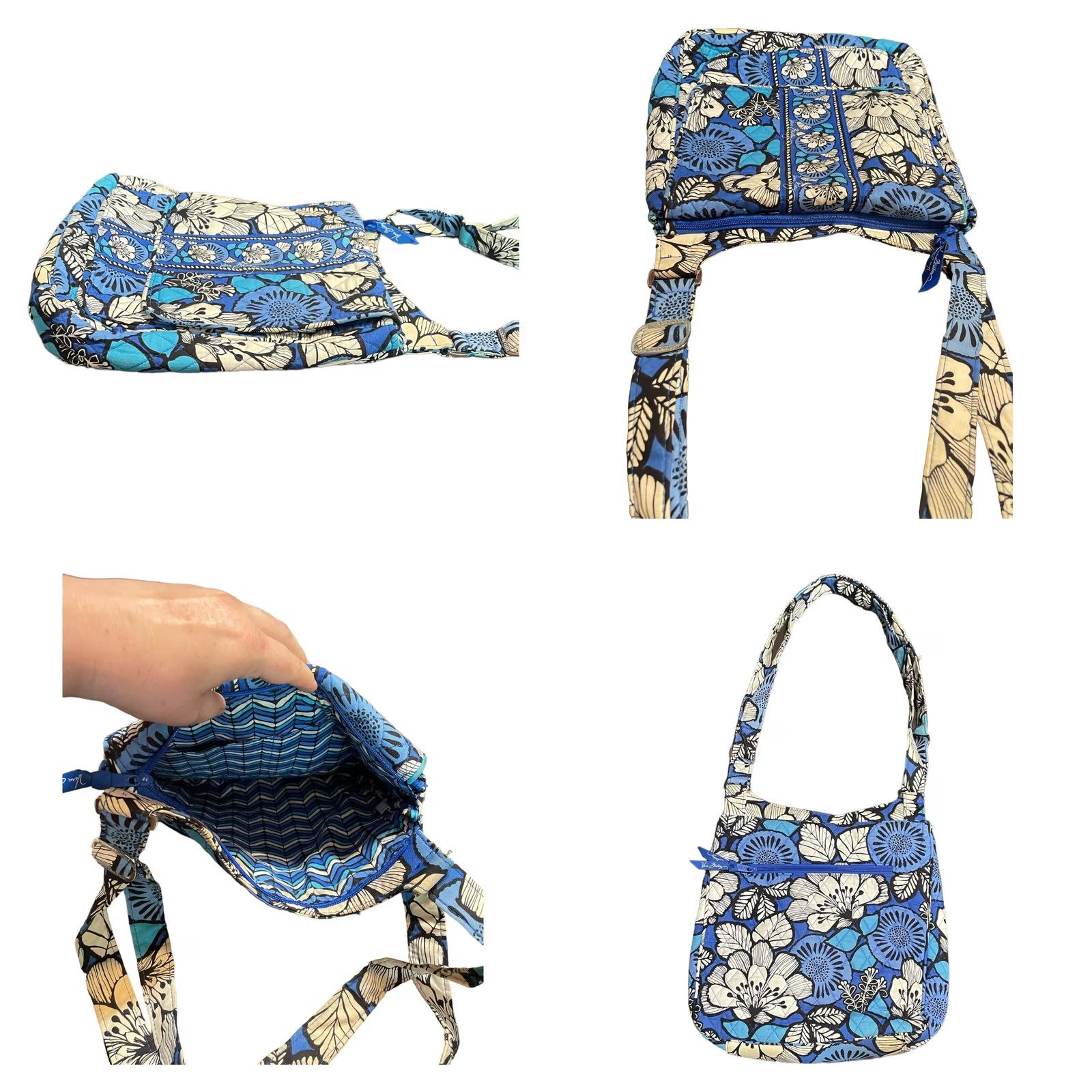 Vera Bradley Vera Bradley Bayou Crossbody Purse Blue Bayou Adjustable Strap Womens Medium Crossbody Bag Tote Size ONE SIZE - 10 Thumbnail