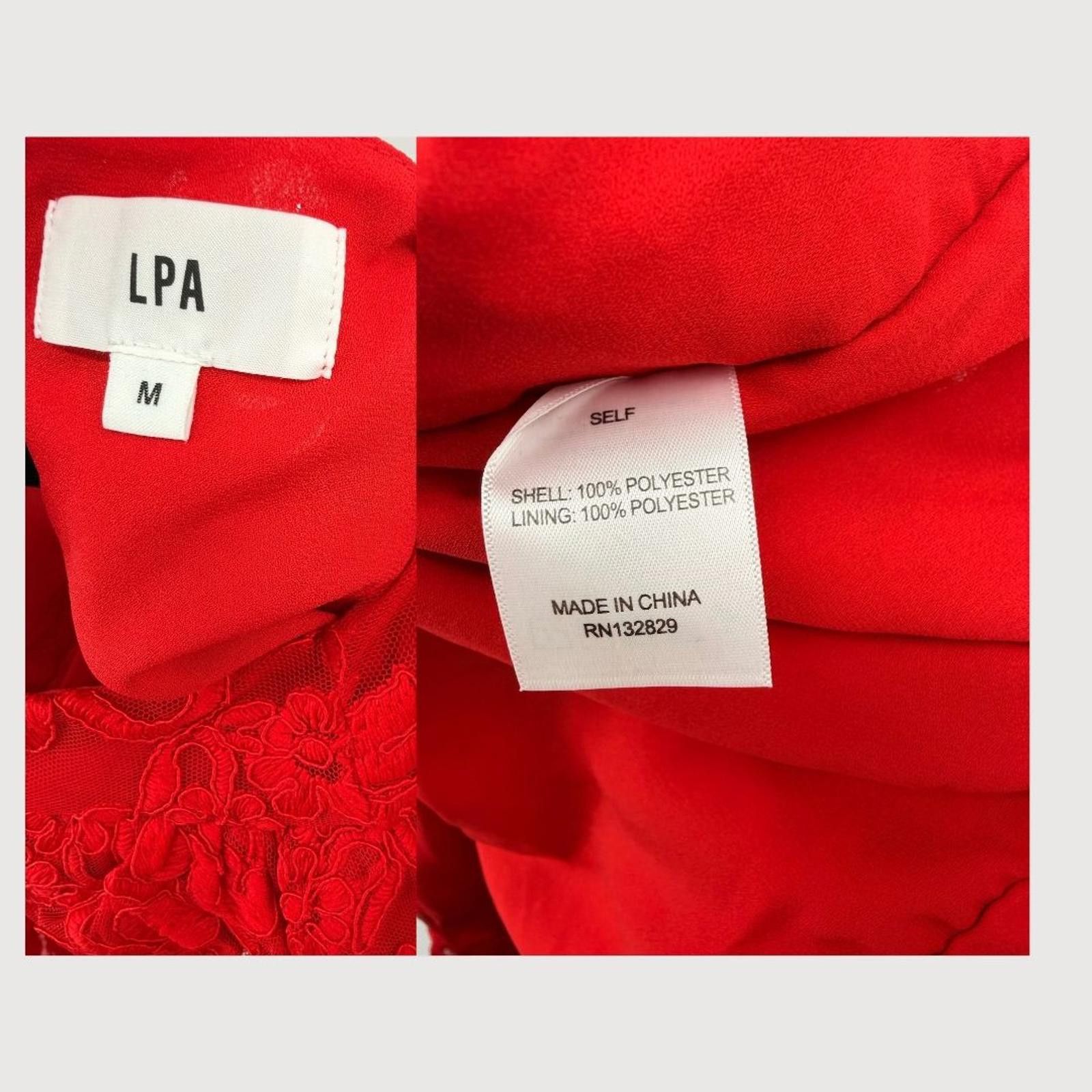 Other LPA NWT Tonia Lace Mini Dress Red Long Sleeve Size M Size M / US 6-8 / IT 42-44 - 4 Thumbnail