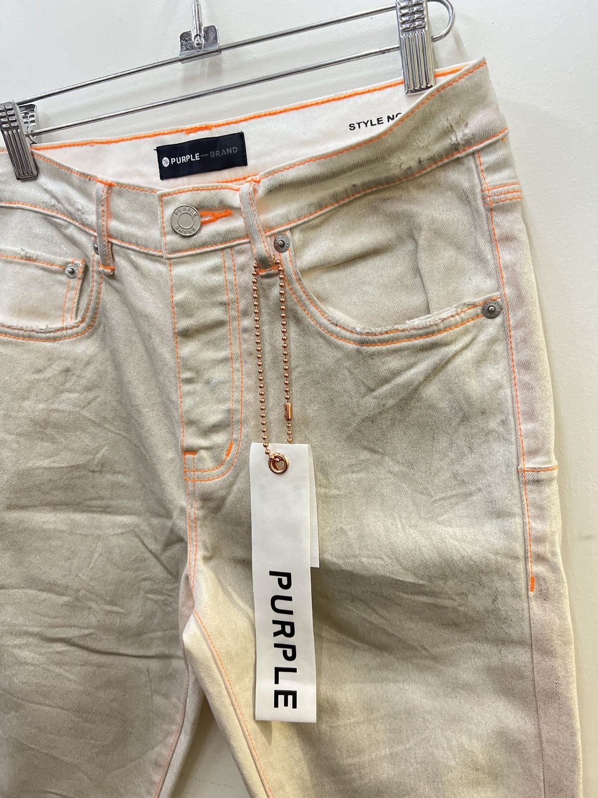 Purple Brand Purple Brand Denim White Neon stitch orange style p001 Size US 30 / EU 46 - 2 Thumbnail