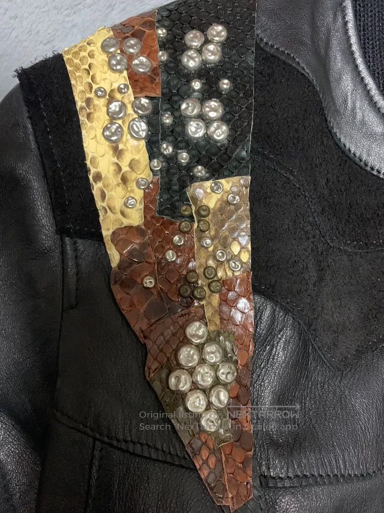 Saint Laurent Paris Saint Laurent Paris Python Skin Studded Vintage Pilot Leat Size US M / EU 48-50 / 2 - 6 Thumbnail