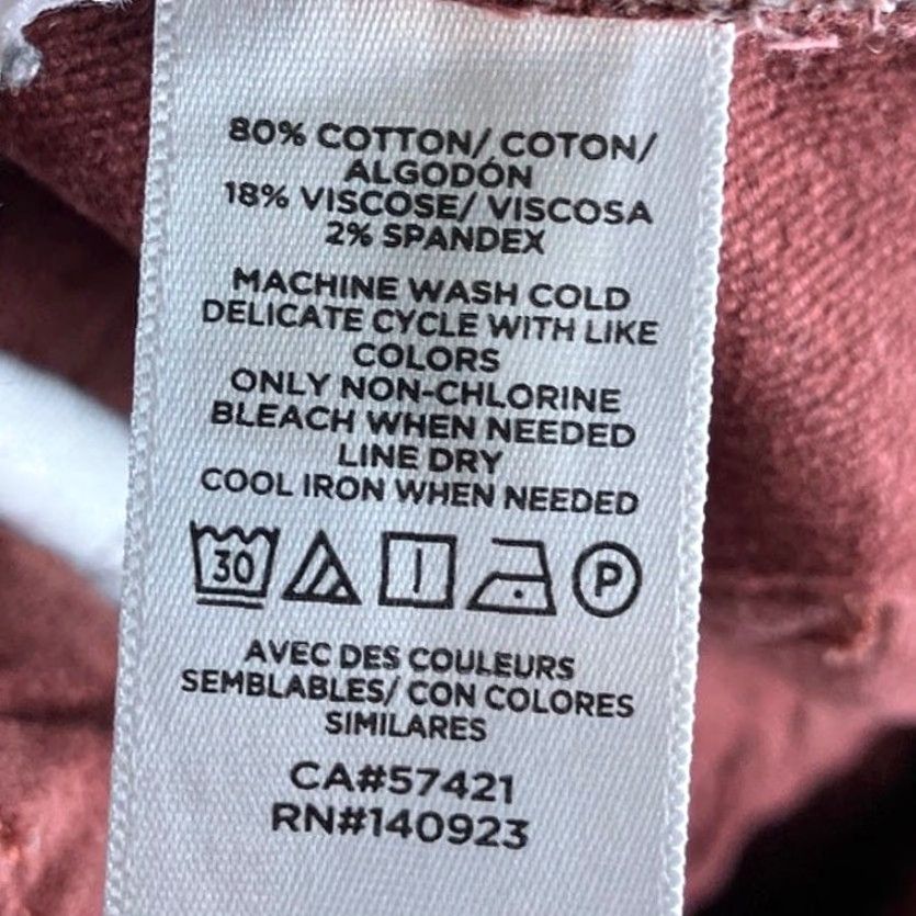 Loft LOFT Womens Pants Slim Straight High Rise Velvet Maroon 6/28 Size 6 Inseam 27 in Pockets Stretch Casual Workwear Size 30" / US 8 / IT 44 - 6 Thumbnail
