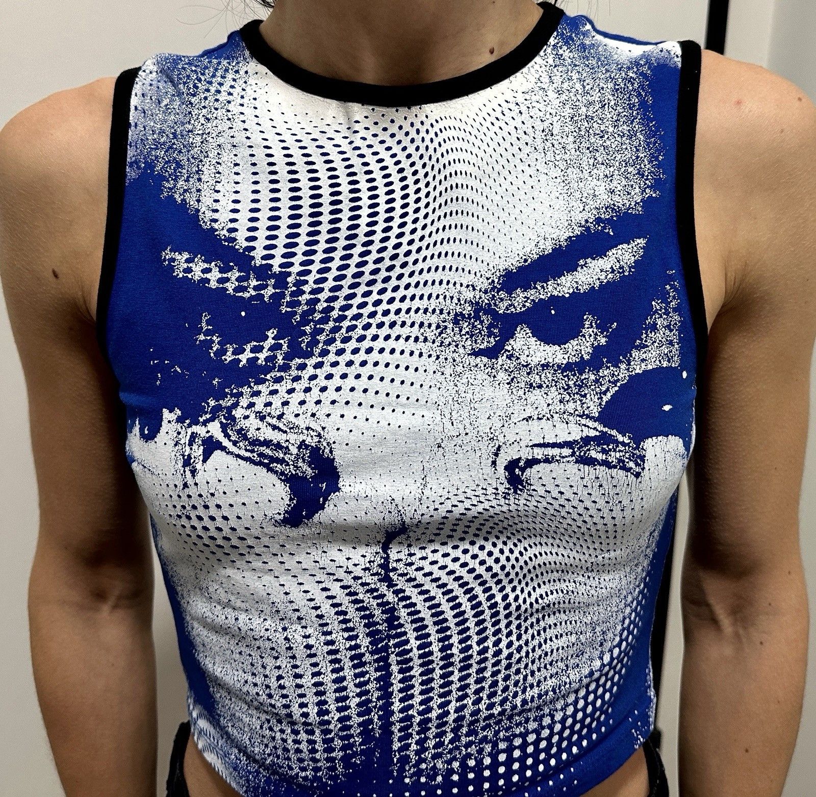 Jaded London Jaded London Blue Face Print Crop y2k Cotton Top Size XS / US 0-2 / IT 36-38 - 7 Thumbnail