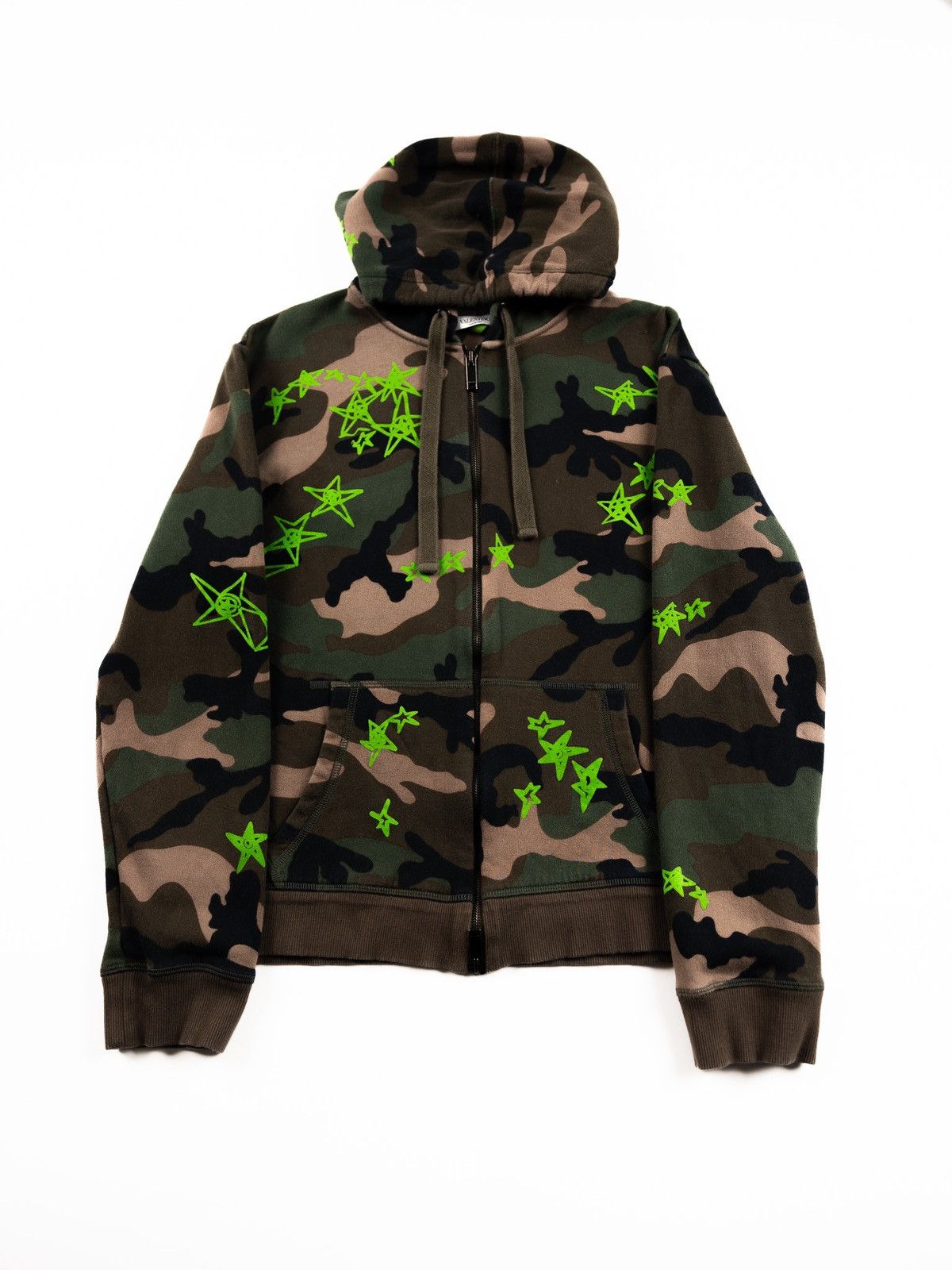 image of Valentino Camo Zip Up Hoodie, Men's (Size Small)