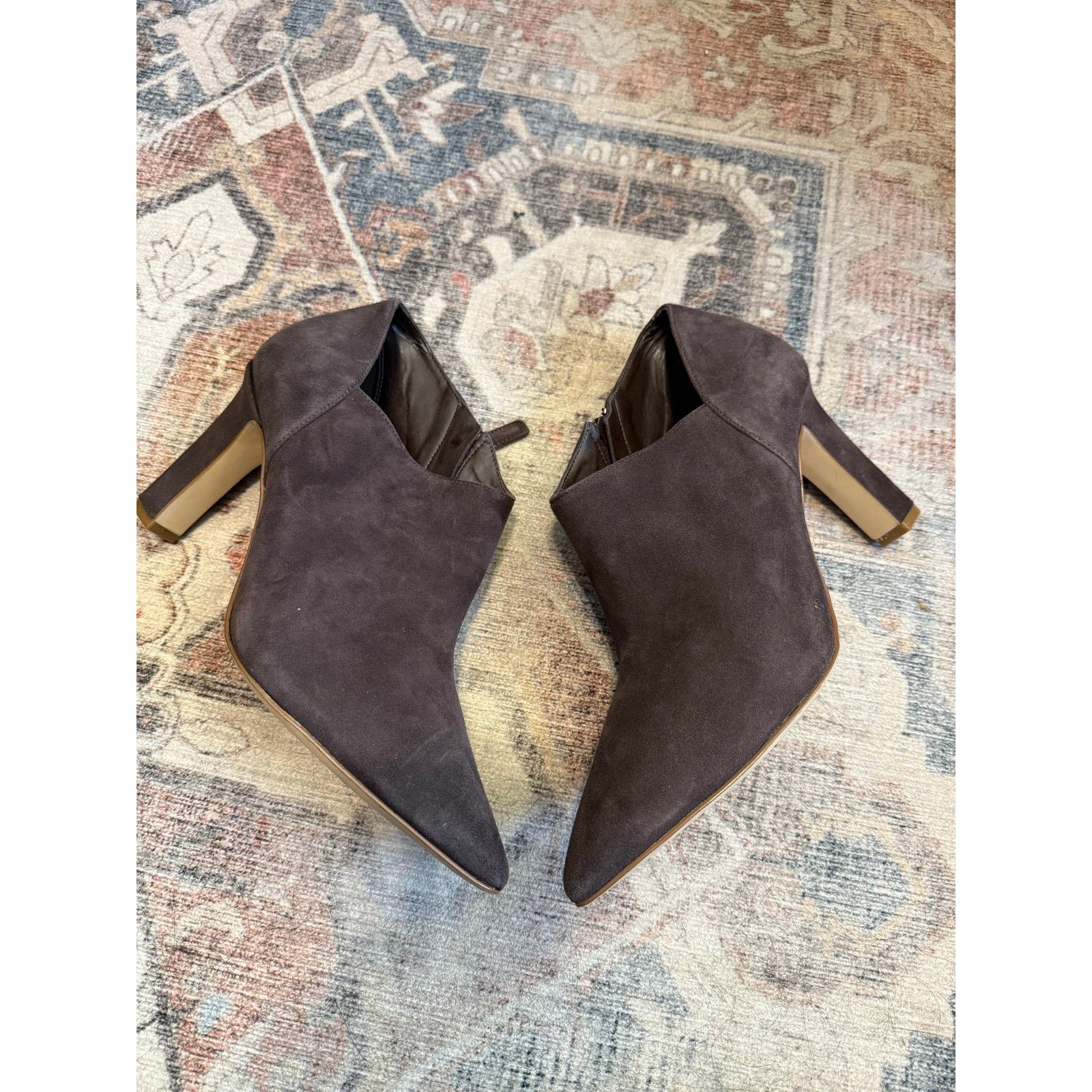 Cole Haan Cole Haan Vestry Pointed Booties Chocolate Suede, Sz 9.5 B, Size US 9.5 / IT 39.5 - 1 Thumbnail