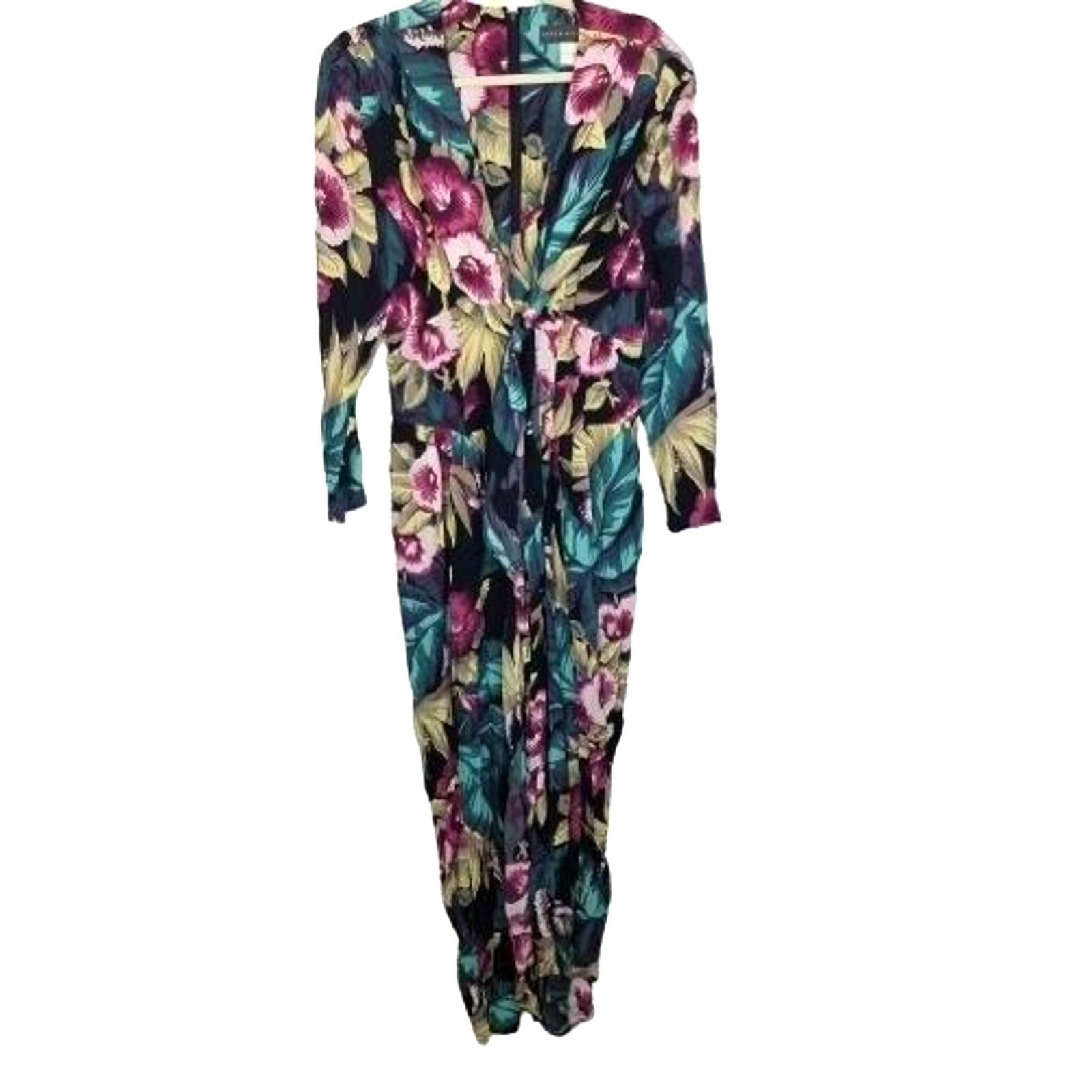 Vintage Vintage Karen Alexander Womens Floral Jumpsuit Sz 8 Tropical Size 30" / US 8 / IT 44 - 1 Thumbnail