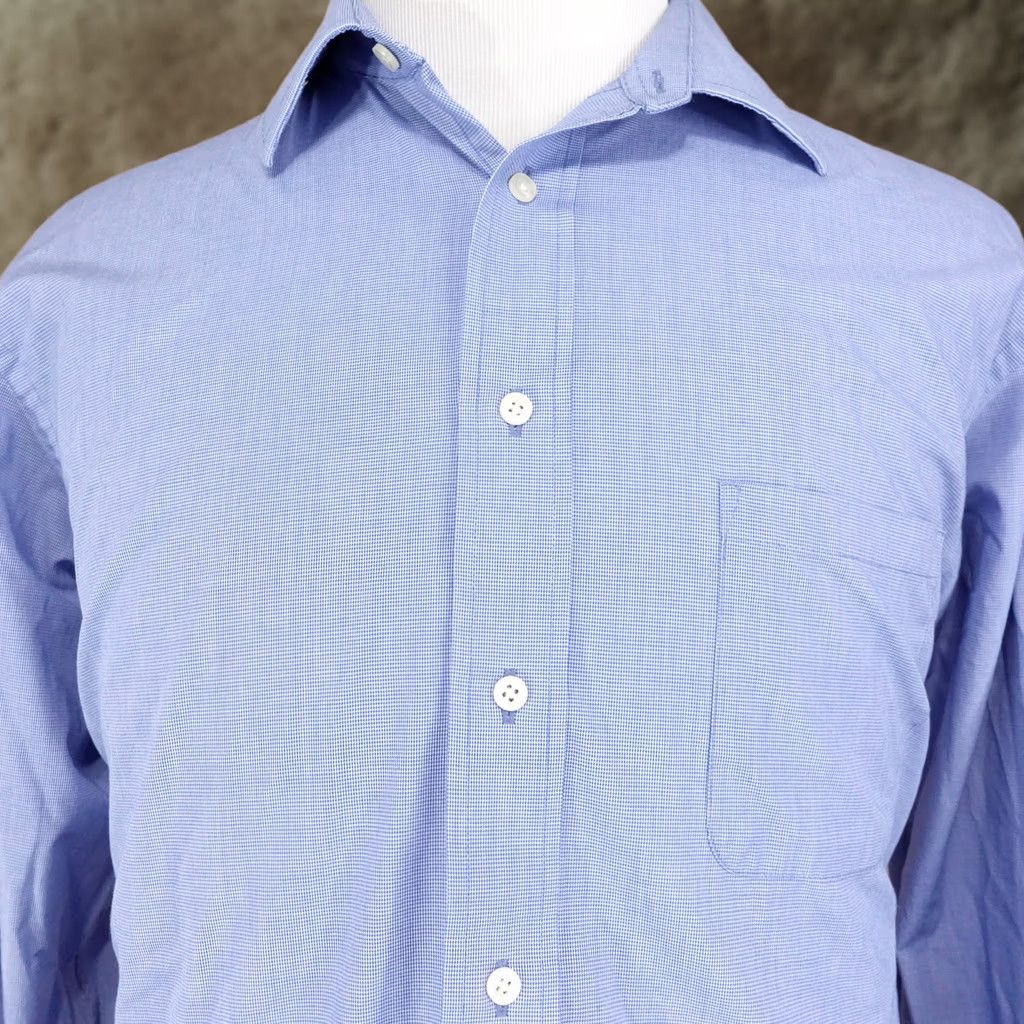 Chaps CHAPS BLUE DRESS SHIRT BUTTON UP 17-17.5 XL 34/35 WRINKLE FREE REGULAR FIT Long Sleeve Men Cotton HOUNDSTOOTH Closure Collared Vintage: No Size 46R - 1 Thumbnail