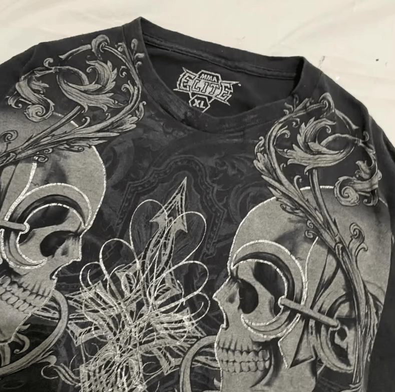 Japanese Brand Dark Skull Graphic Print Design Long Sleeve Size US S / EU 44-46 / 1 - 5 Thumbnail