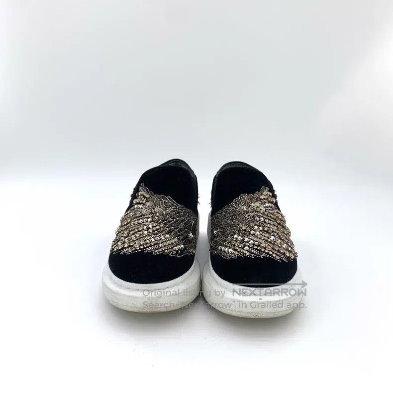 Alexander McQueen Alexander Mcqueen Black velvet diamond-encrusted casual fl Size US 5 / IT 35 - 3 Thumbnail