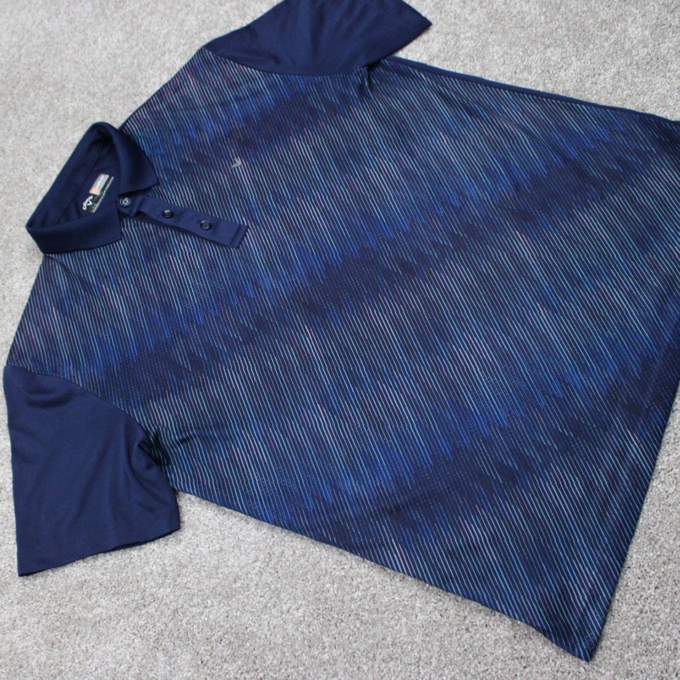 Callaway Callaway Opti-Dri Polo Shirt Men Large Blue Abstract Polyester S/S Pullover Golf Size US L / EU 52-54 / 3 - 6 Thumbnail