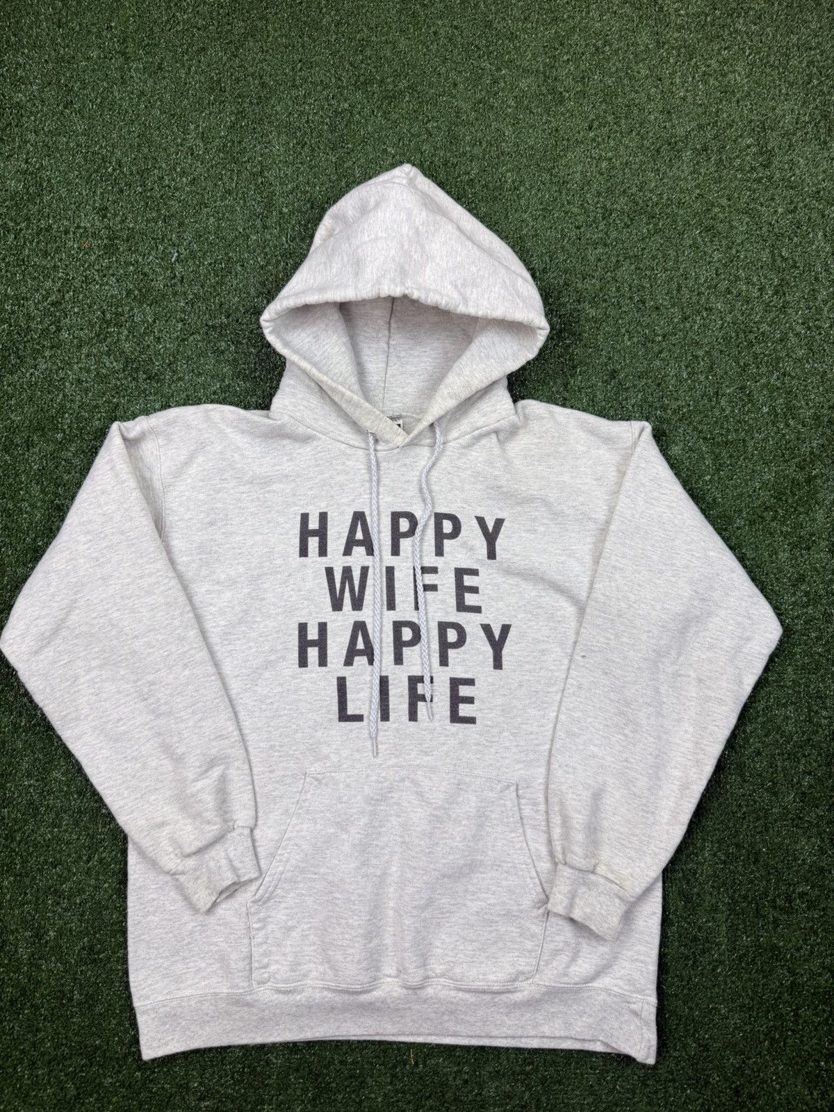 Vintage Happy Wife Happy Life grey hoodie grey Hanes heavy wight s Size US S / EU 44-46 / 1 - 1 Thumbnail
