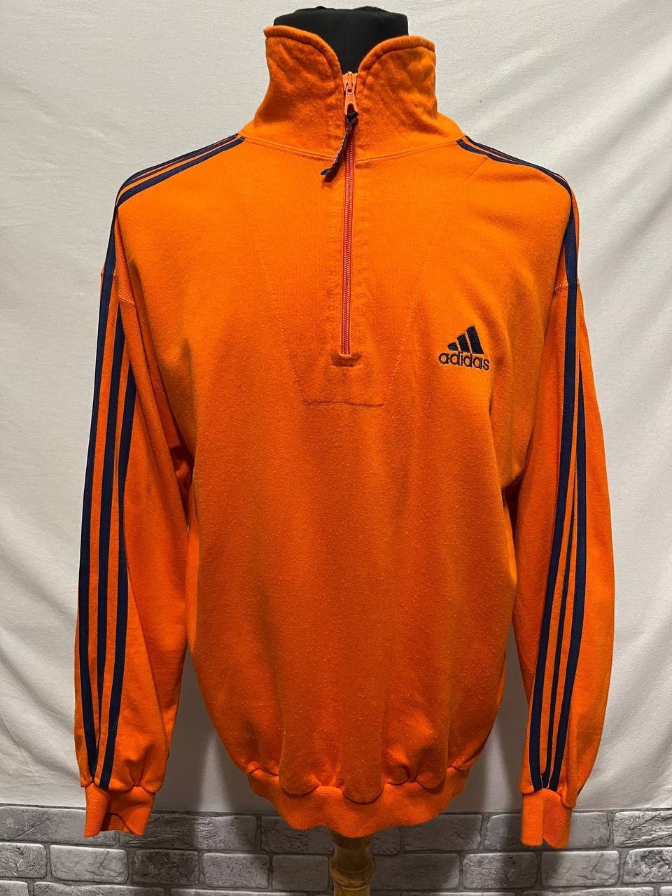 Adidas × Vintage Adidas Men's 3 Stripe Half Zip Crew Sweater in Orange/Black Size US M / EU 48-50 / 2 - 1 Thumbnail
