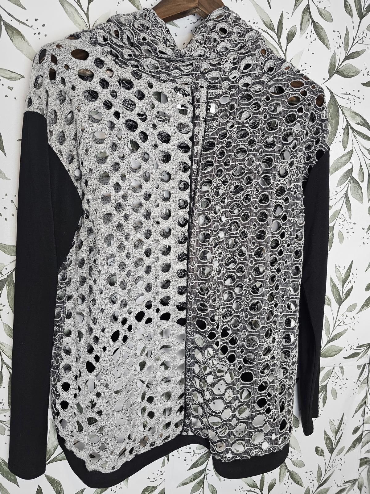 Designer Joseph Ribkoff Blouse Black & White Womens Size 8 Statement Size M / US 6-8 / IT 42-44 - 3 Thumbnail