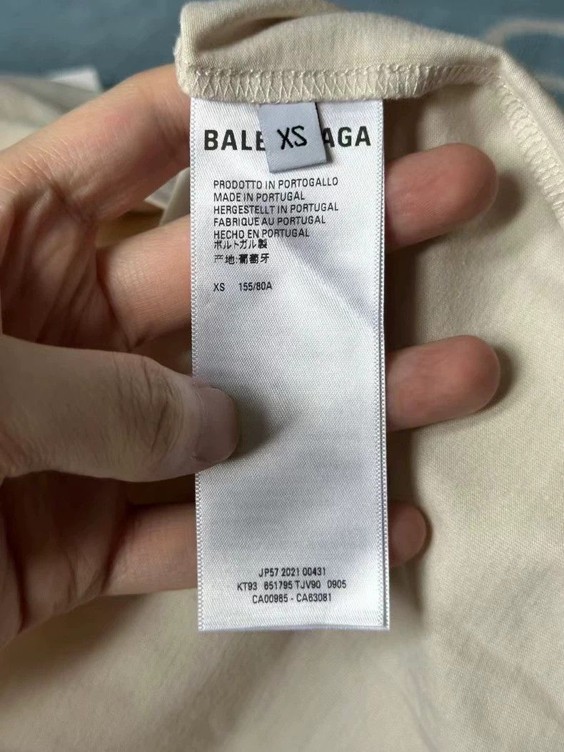 Balenciaga Balenciaga Beige slogan embroidered logo short sleeve 2502- Size US XS / EU 42 / 0 - 4 Thumbnail
