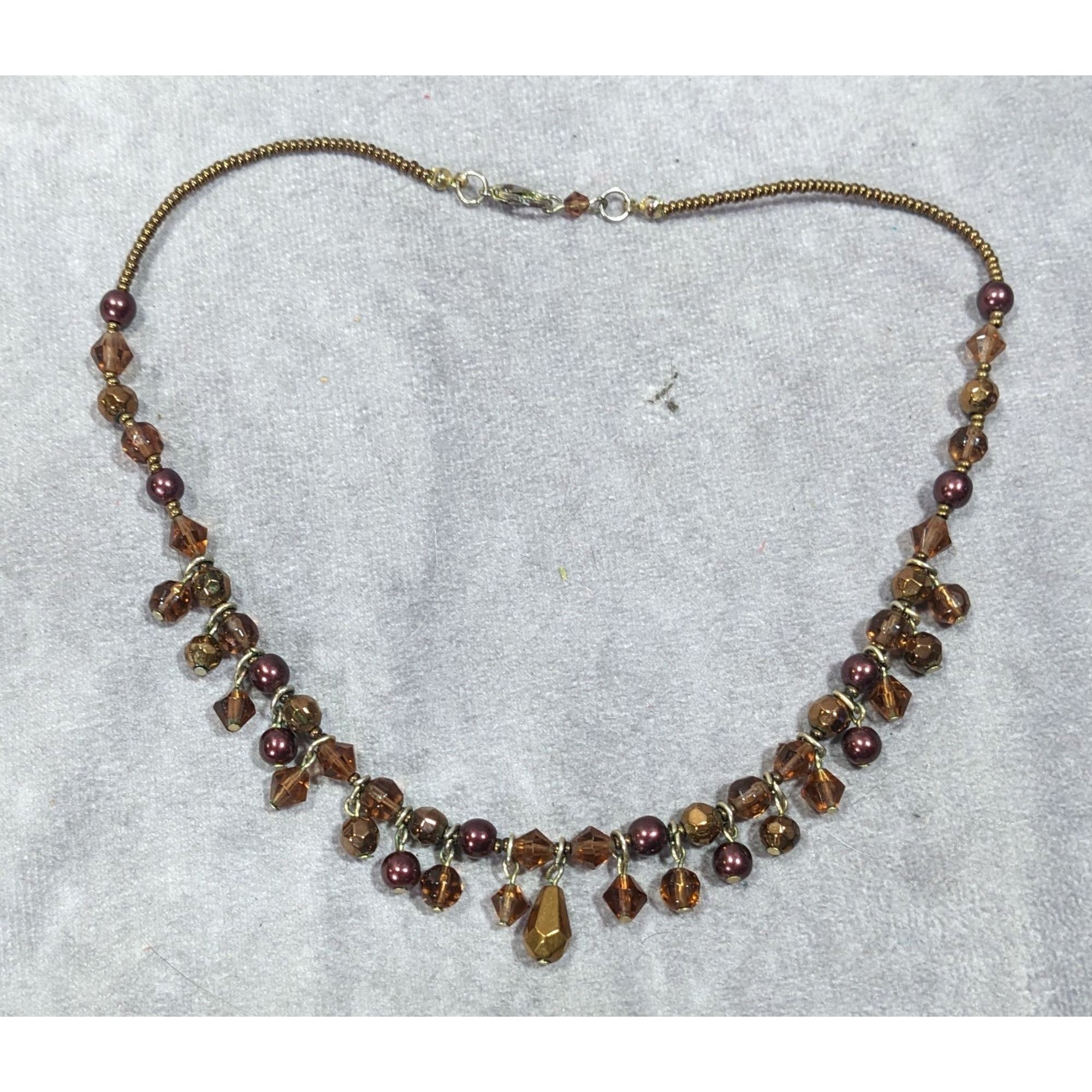 Other Rustic Brown Glass Faux Pearl Beaded Fringe Necklace Size ONE SIZE - 6 Thumbnail