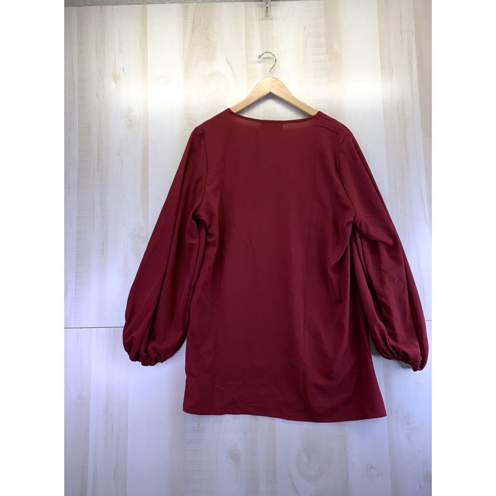 Vintage Belongsci Chiffon Burgundy V Neck Balloon Sleeve Womens Blouse XL NWT-6782 Size XL / US 12-14 / IT 48-50 - 5 Thumbnail