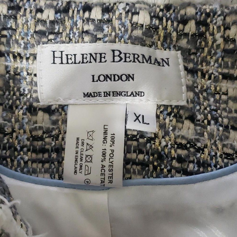 Designer CT1955 Helene Berman Black & White Tweed Fringed Blazer XL Size XL / US 12-14 / IT 48-50 - 6 Thumbnail
