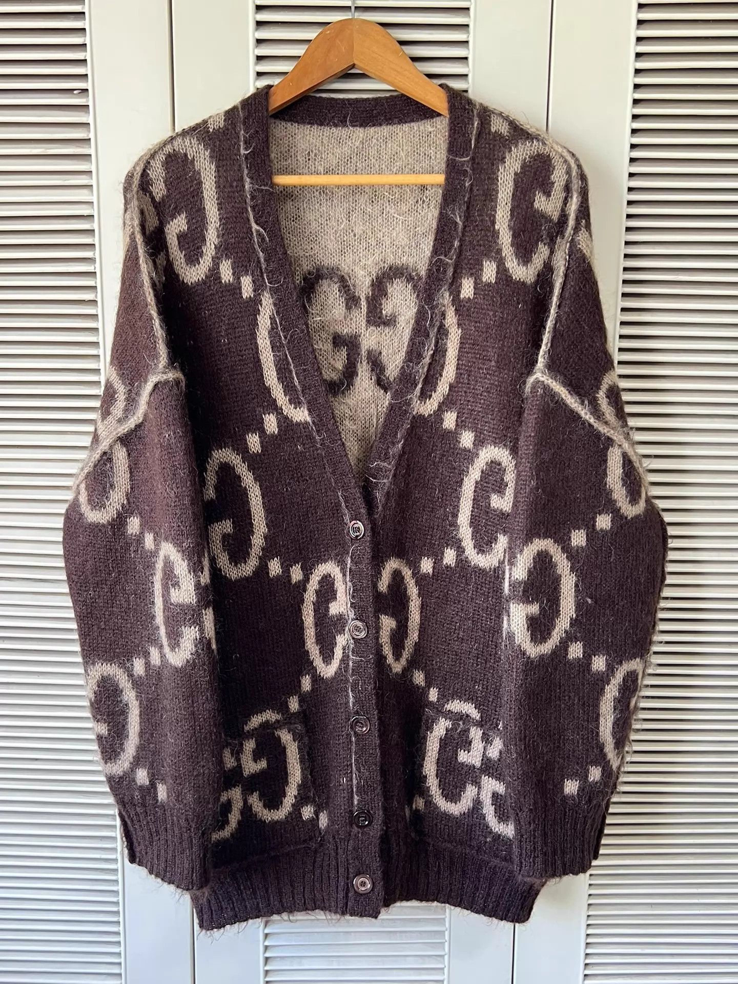 Gucci Gucci Double-Faced Mohair GG Monogram Cardigan Caramel L Size L / US 10 / IT 46 - 3 Thumbnail