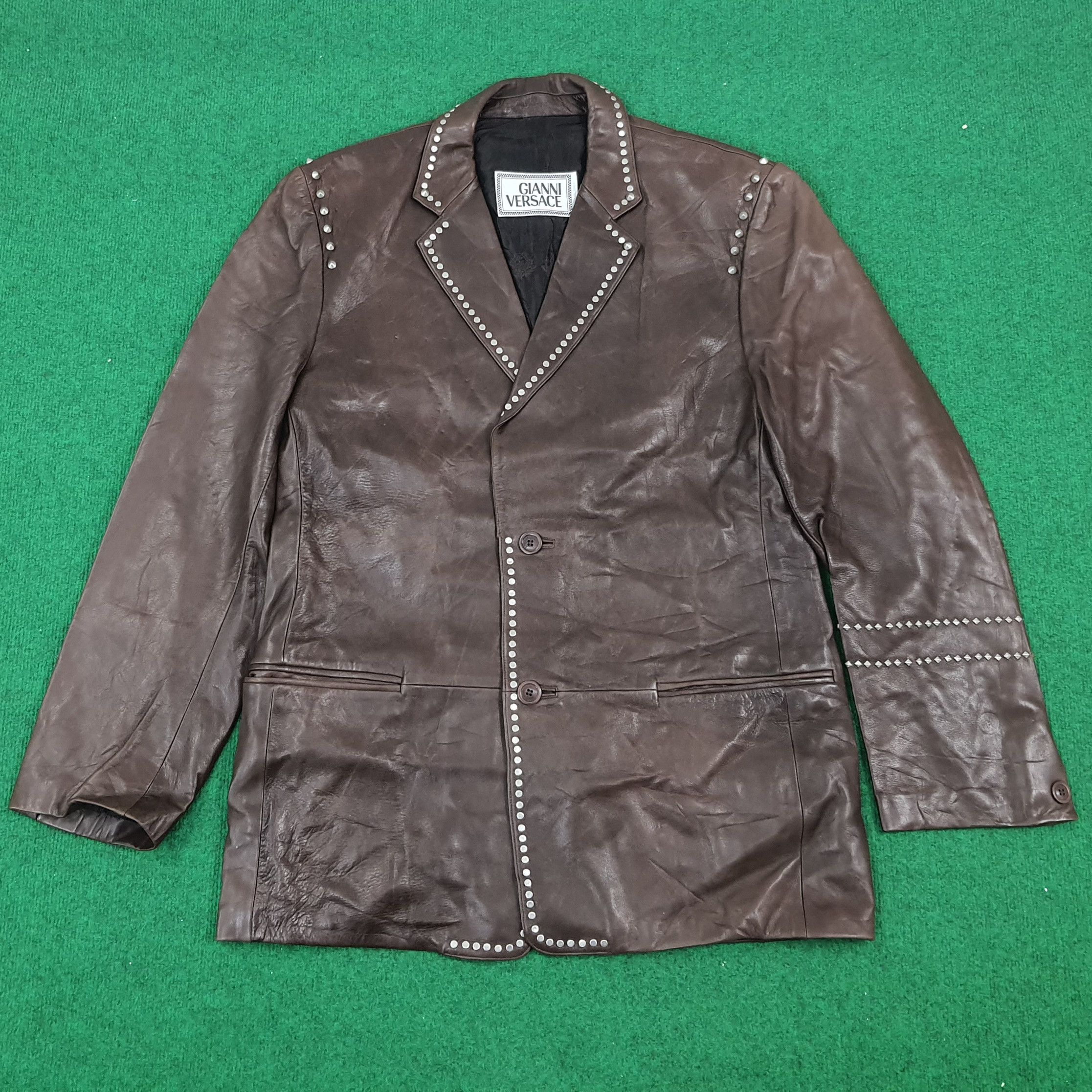 Versace × Vintage Vintage Gianni Versace Designer Luxury Leather Jacket Size US M / EU 48-50 / 2 - 1 Thumbnail