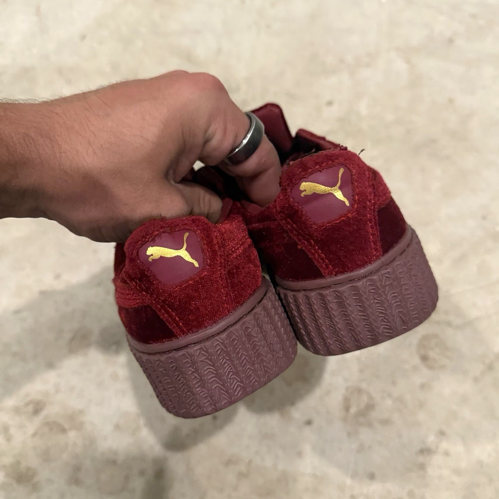 Puma VINTAGE PUMA Fenty by Rihanna Suede Platform Sneakers Creepers Burgundy Red Womens 6.5 US Size US 4 / IT 34 - 6 Thumbnail