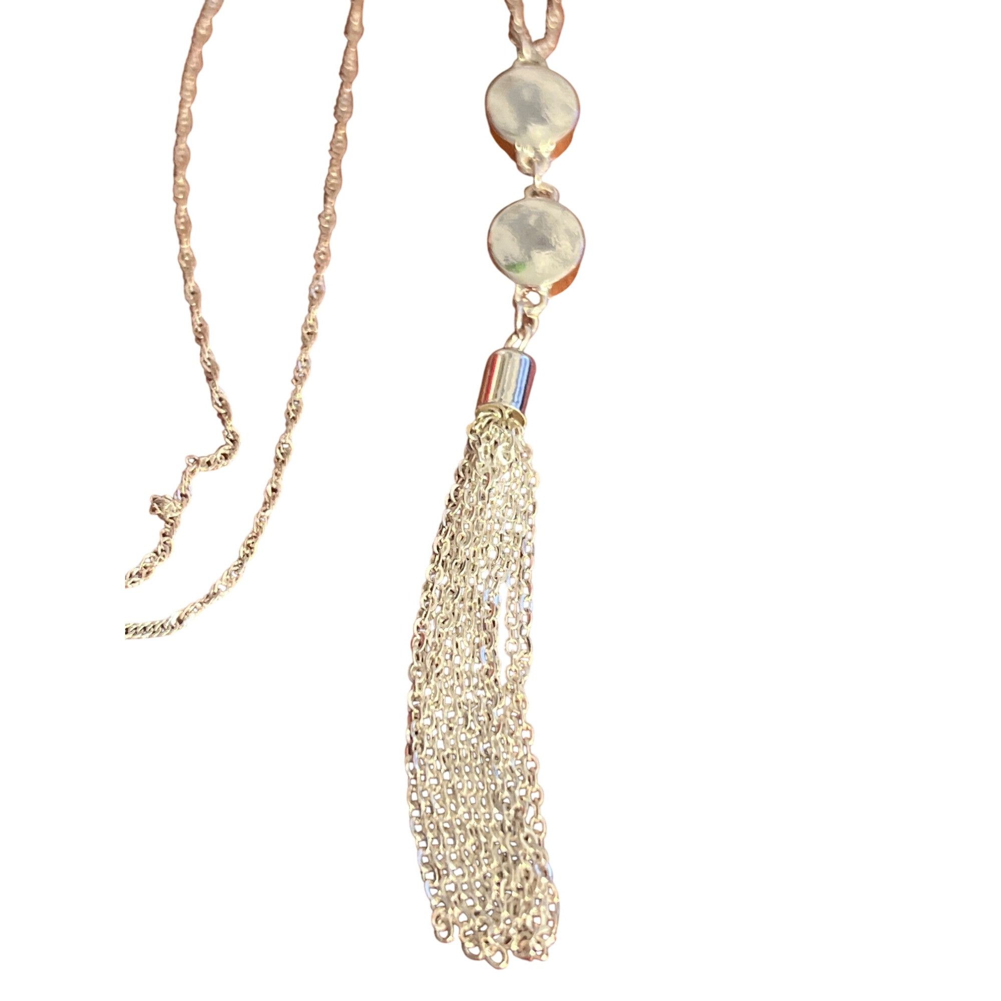 Other Fashion Accents Silver Tone Tassel Pendant Necklace Long Twi Size ONE SIZE - 2 Thumbnail