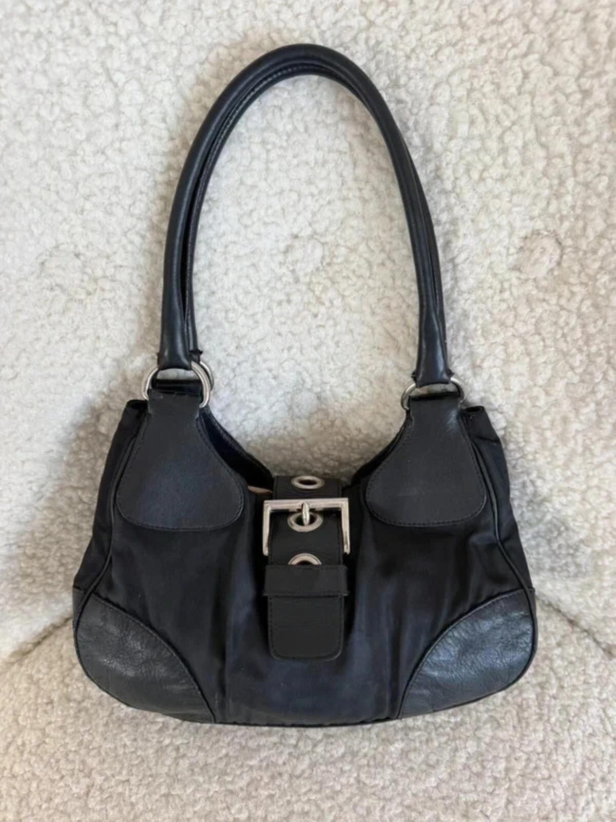 Prada Prada nylon buckle half moon shoulder bag in black Size ONE SIZE - 1 Thumbnail