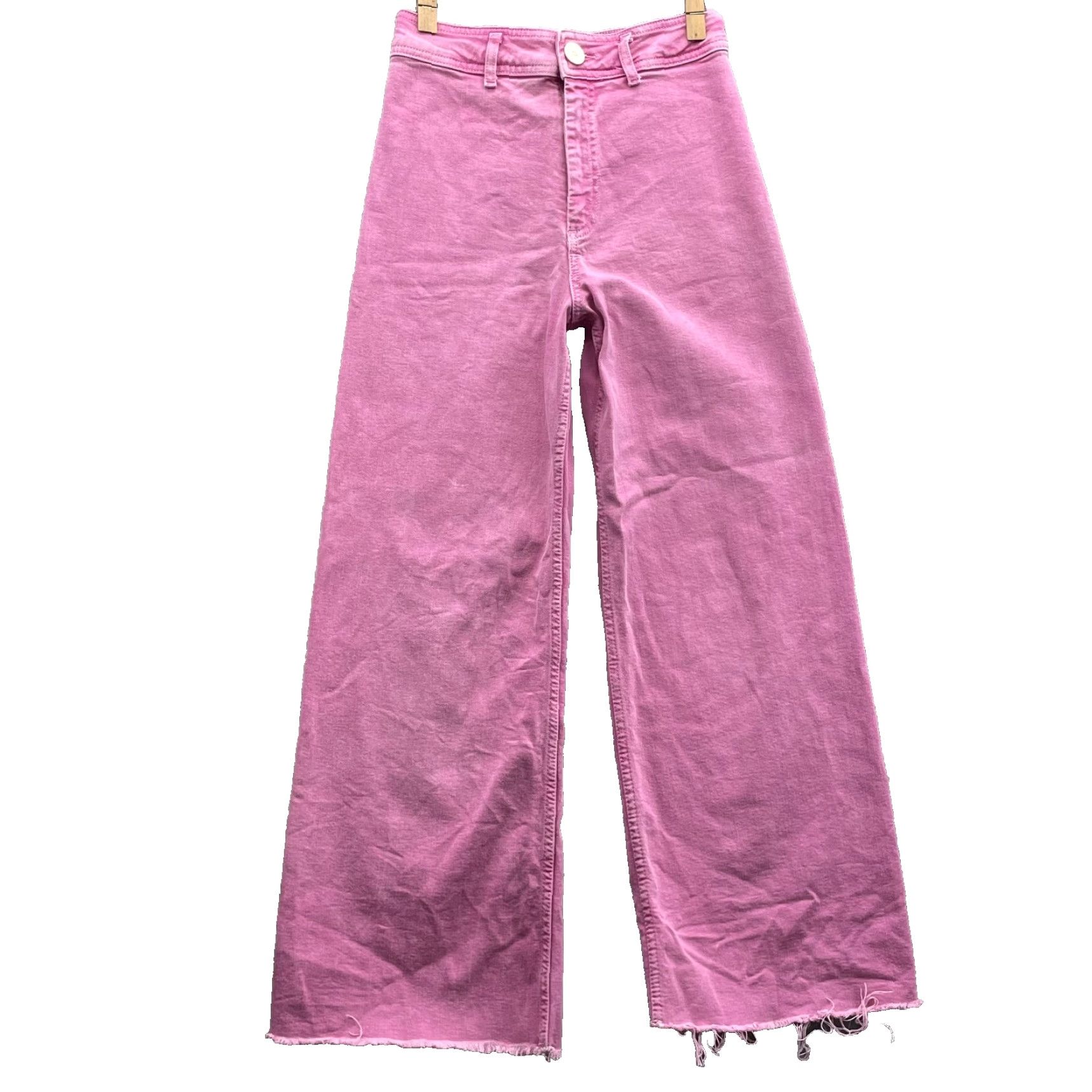 Zara Zar Wide Leg Jeans Womens 4 Pink Y2K Boho Chic Academia Classic Preppy 70's Work Shirt Jeans Pink 90s Bohemian Vintage? Size 27" / US 4 / IT 40 - 2 Thumbnail