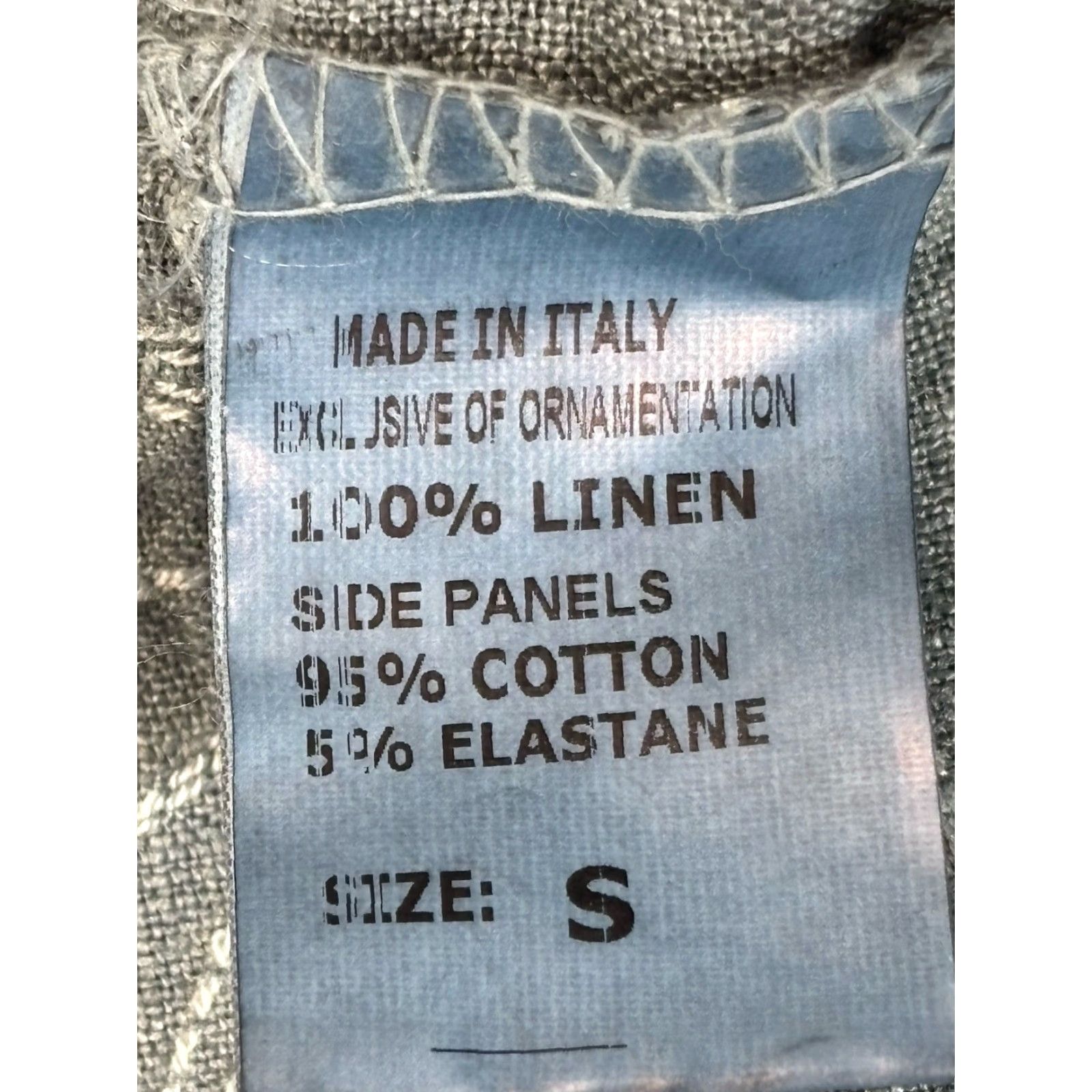 B Sides LINA TOMEI Embroidered Linen Dress Small Grey/Blue Short Sleeve Women's Italy Casual Size S / US 4 / IT 40 - 8 Thumbnail