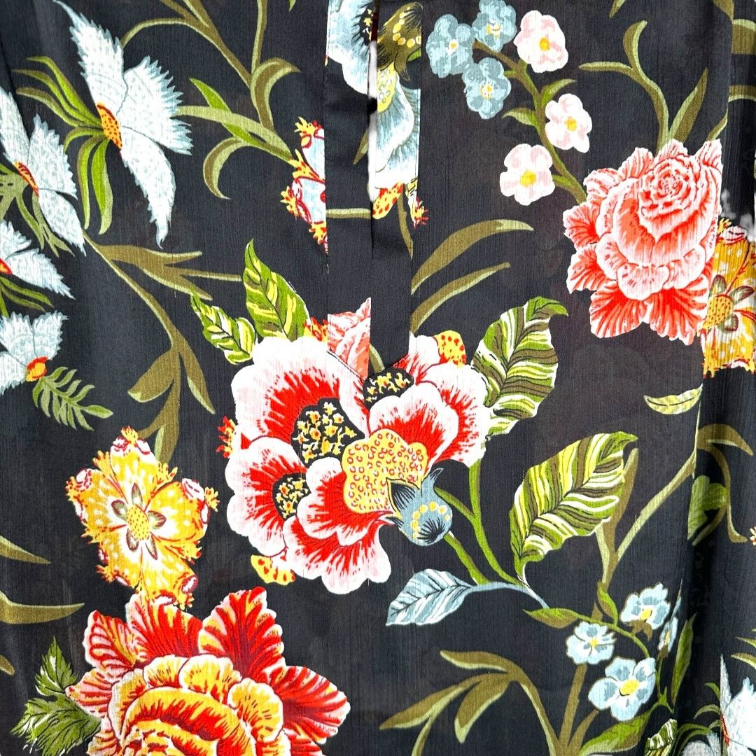 Loft Ann Taylor Loft Black Multicolor Floral Design Top Medium Size M / US 6-8 / IT 42-44 - 5 Thumbnail