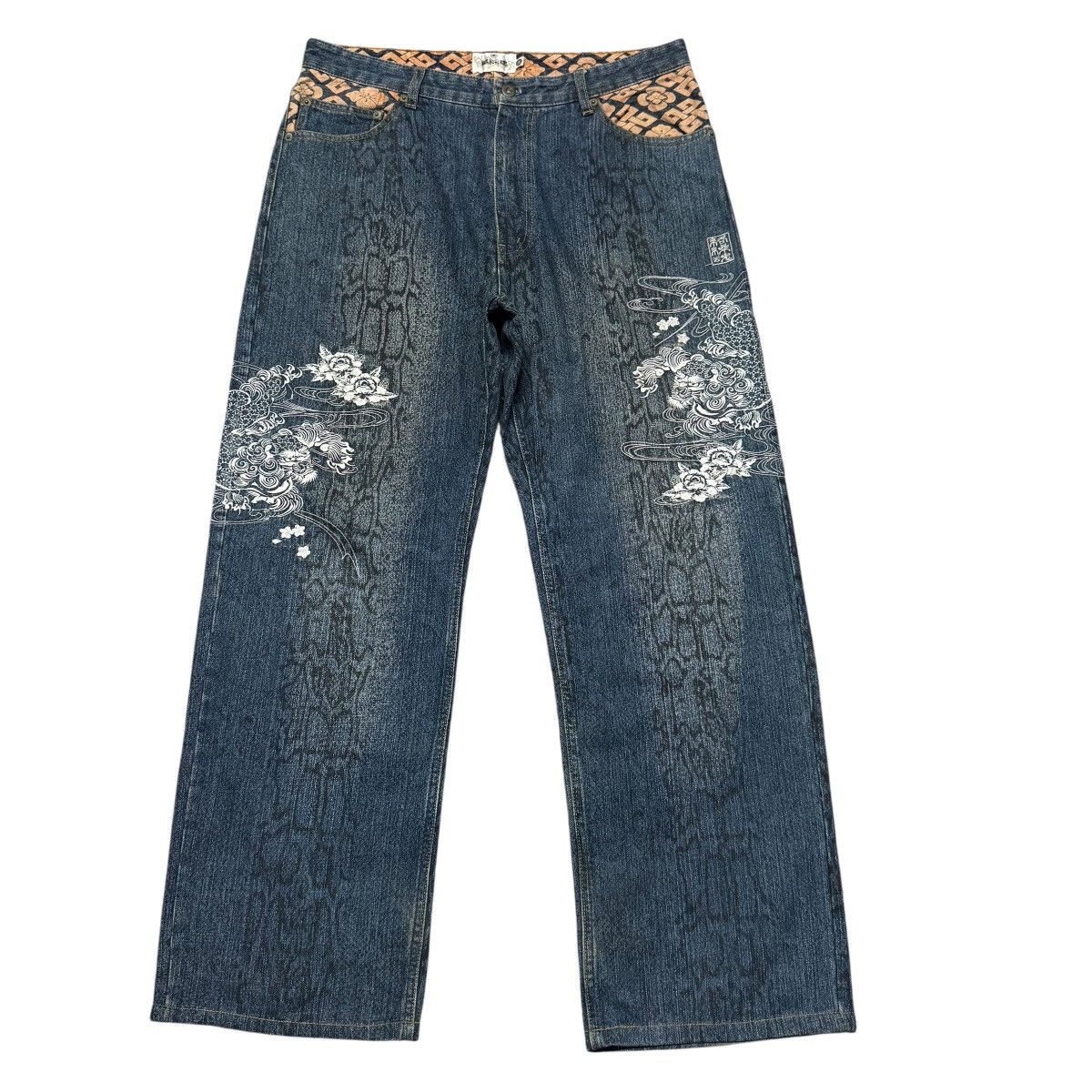Karakuri Tamashii Vintage Karakuri Tamashii Denim Embroidery Dragon Snake Skin Size US 36 / EU 52 - 1 Thumbnail