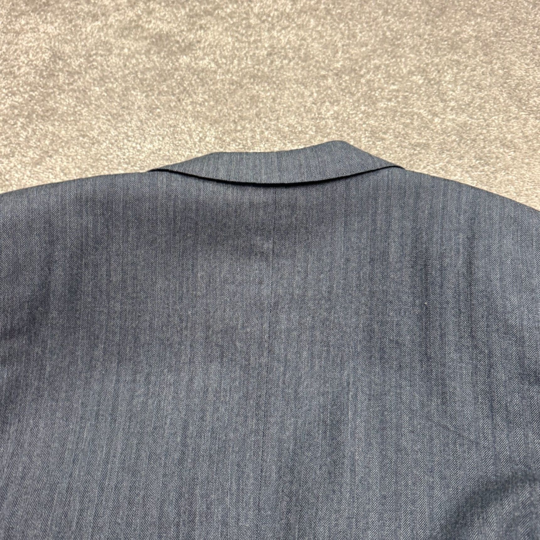 Lanvin VINTAGE Lanvin Barneys NY Wool Blazer Jacket Men Gray Herringbone Notch Single-Breasted 2-Button Dry Clean Only Regular-Fit Chest 40 Size 40R - 3 Thumbnail