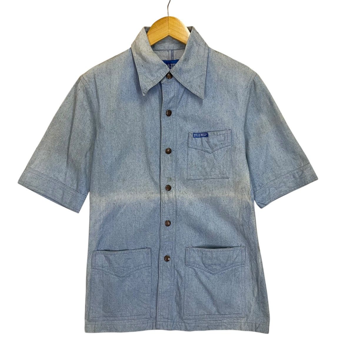 Japanese Brand Vintage 80s Big Bell Made In Japan Shortsleeve Chore Denim Size US S / EU 44-46 / 1 - 1 Thumbnail