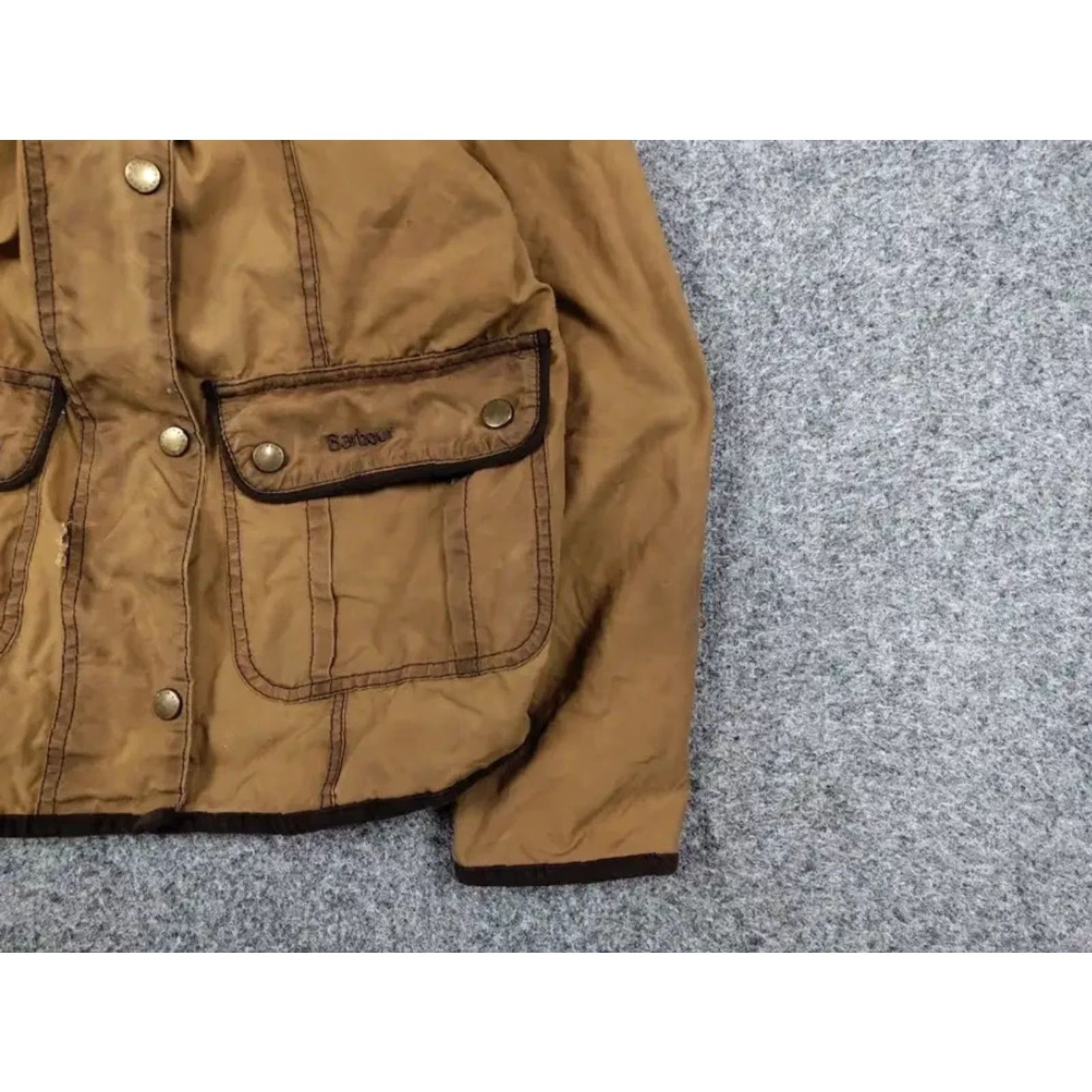 Barbour VINTAGE Barbour Women's Jacket Wax Brown Utility E145 Retail Ladies Regular Size L Leather? (Note: Original title contains 'Cotton' canvas etc.) Size L / US 10 / IT 46 - 6 Thumbnail