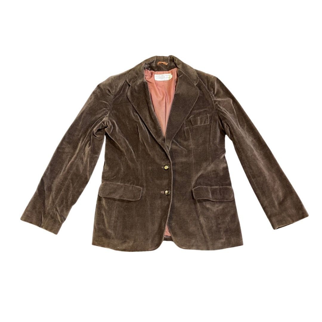 Other S.B.II by Bitterman Velvet Brown Two Button Blazer Vintage Size L / US 10 / IT 46 - 1 Thumbnail