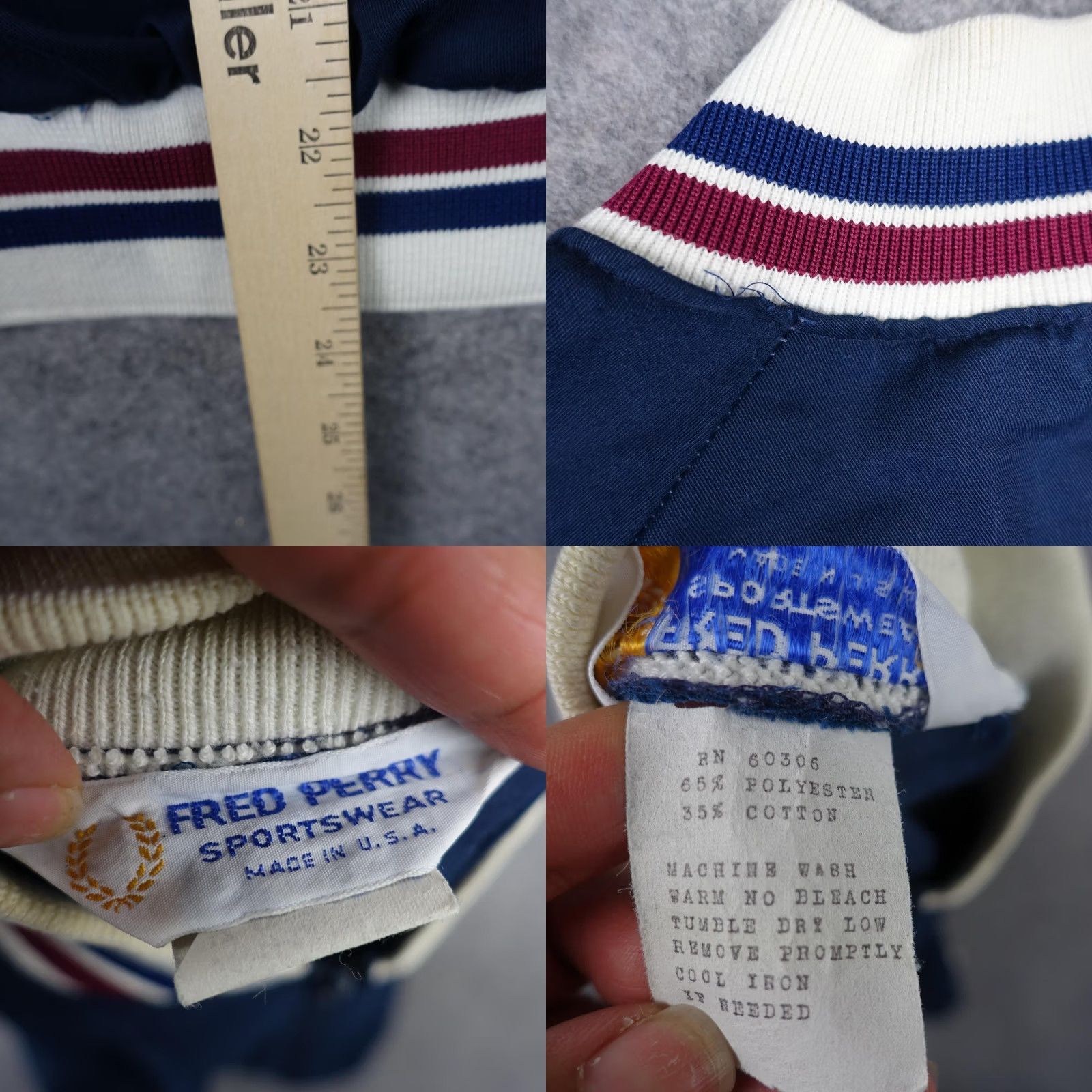 Fred Perry VINTAGE Fred Perry Track Jacket Mens Large Blue Full Zip Bomber Coach Crest 80s Size US L / EU 52-54 / 3 - 10 Thumbnail