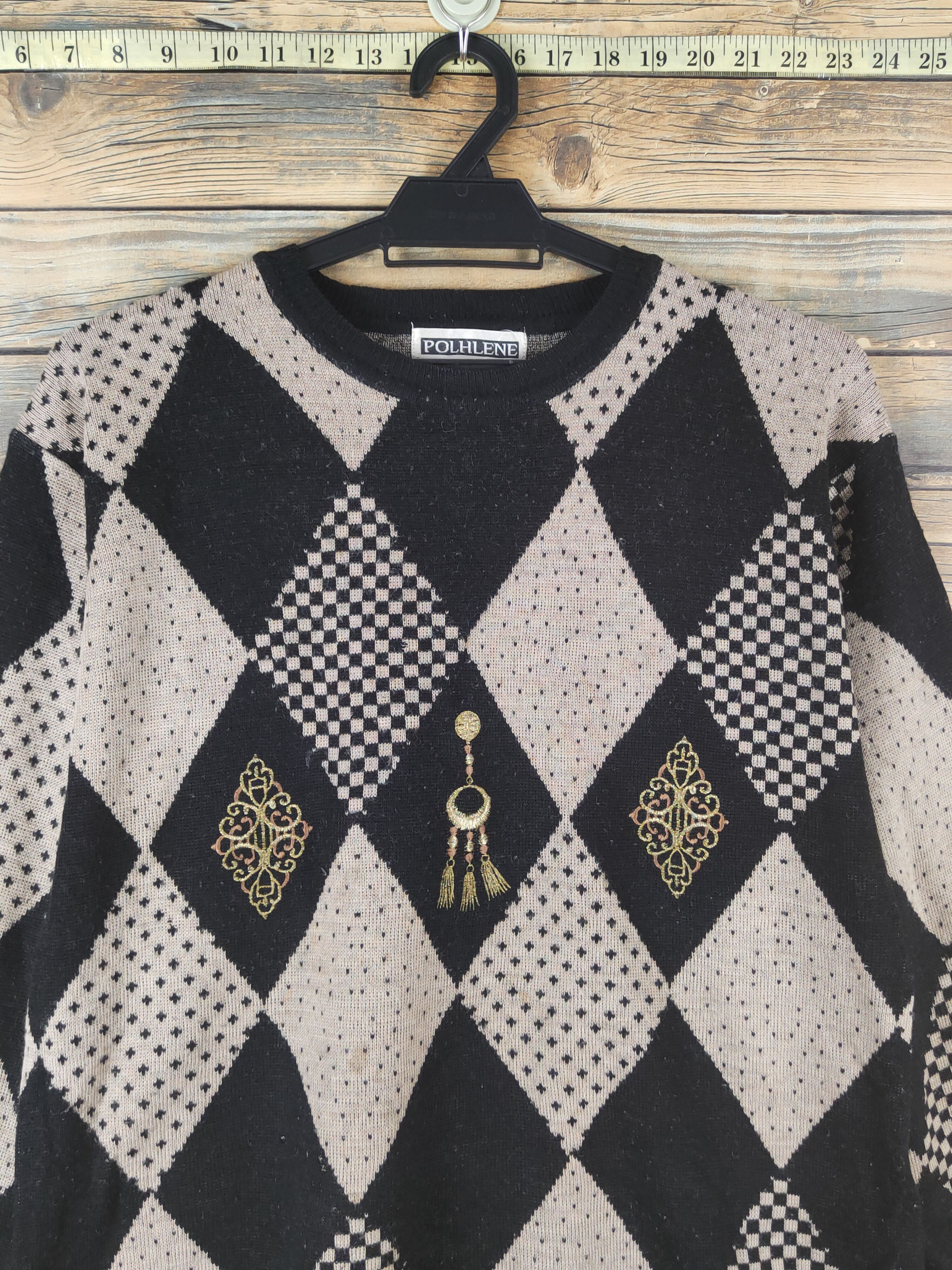 Homespun Knitwear Polhlene Black Brown Knitwear Long Sleeve T-shirts #W1530 Size M / US 6-8 / IT 42-44 - 2 Thumbnail