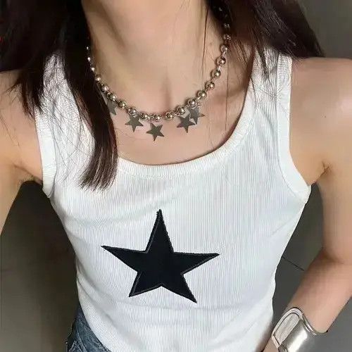 Vintage Unisex Stars Pendant Bead Necklace Size ONE SIZE - 2 Thumbnail