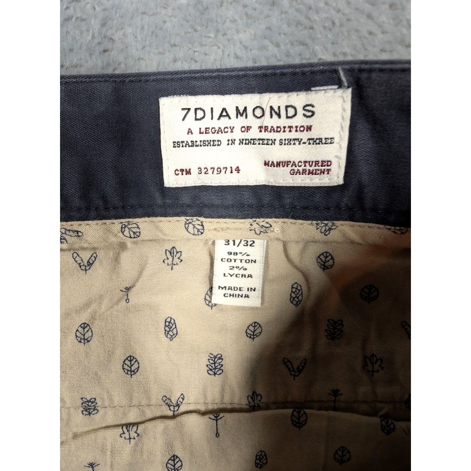 Vintage 7Diamonds Pants Mens 31x32 Gray Chino Straight Leg Casual Stretch Regular Front Zip Belt Loops Pockets Mens Size US 31 - 5 Thumbnail