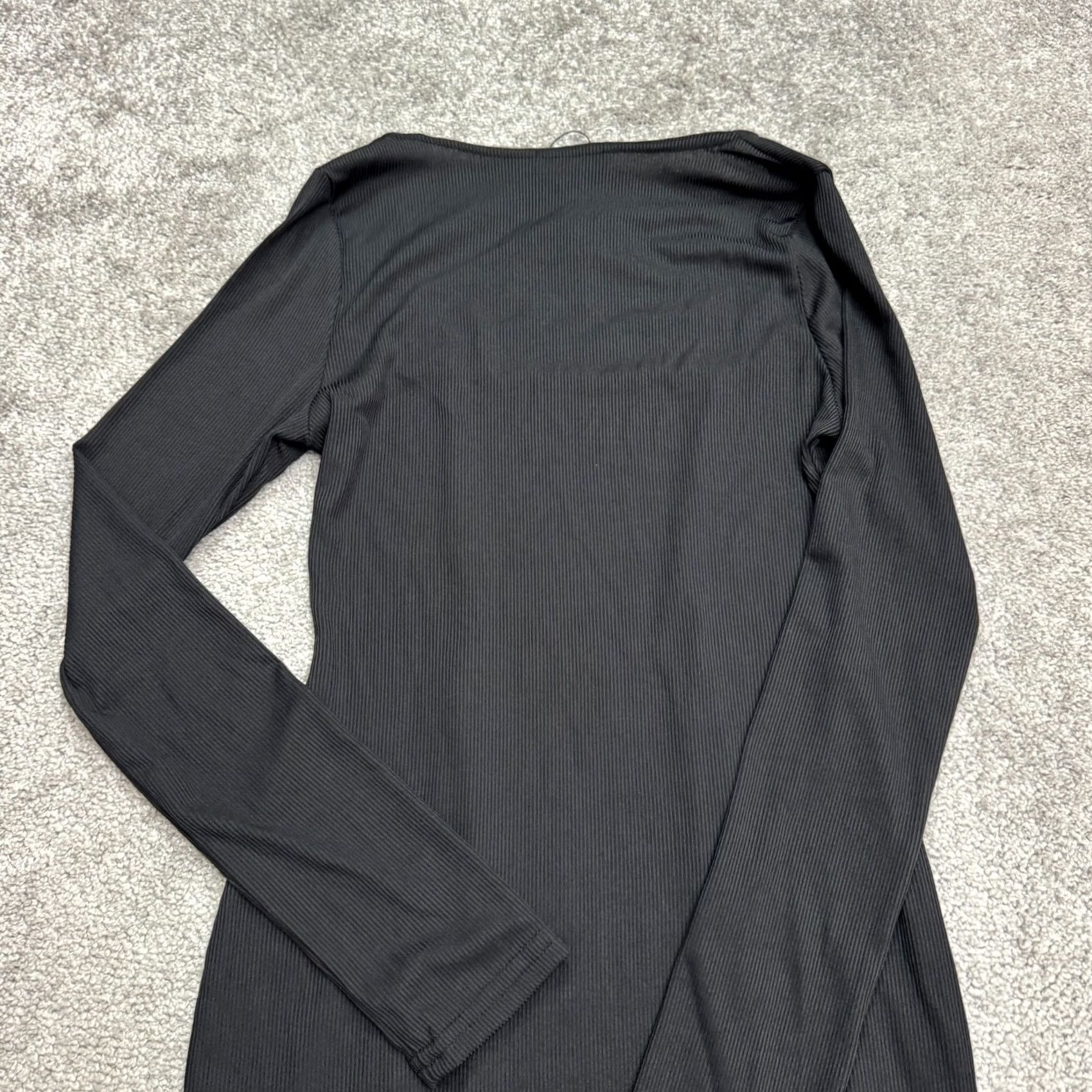 PrettyLittleThing PRETTYLITTLETHING Black Ribbed Knit Bodycon Midi Dress Womens 6 Lace Trim NWT Size M / US 6-8 / IT 42-44 - 4 Thumbnail