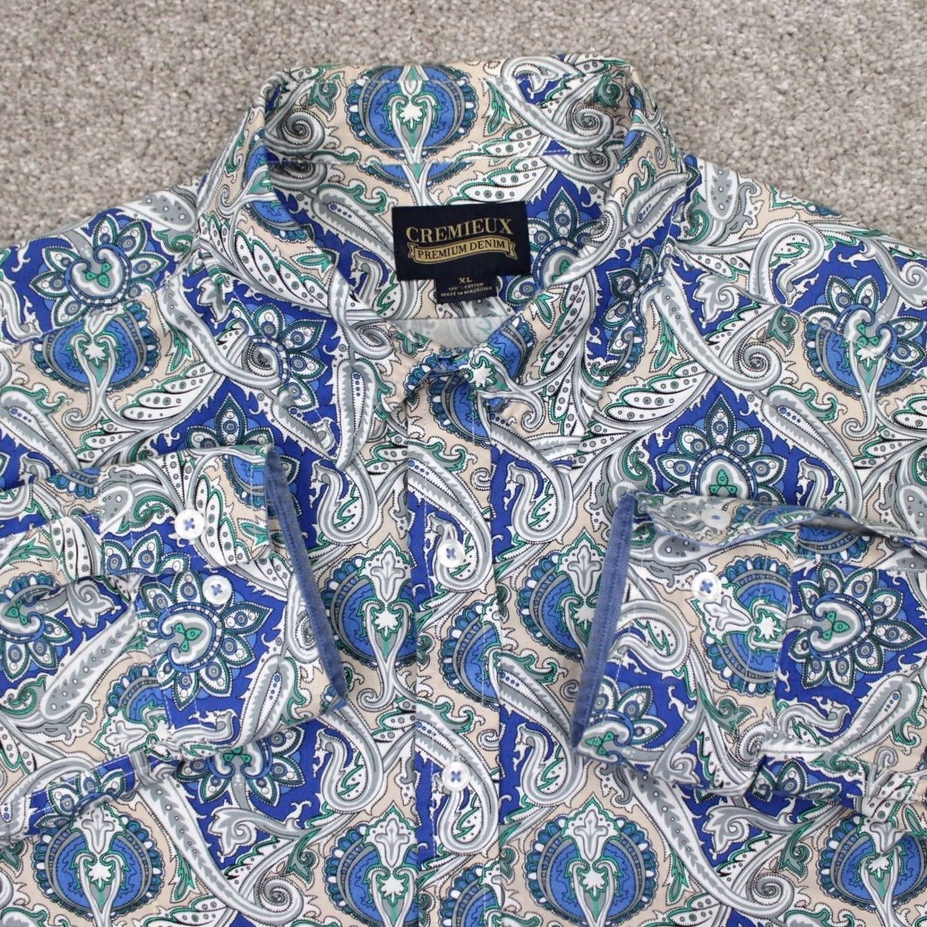 Cremieux Cremieux Premium Button-Up Shirt Mens XL Blue Floral 100% Cotton Long Sleeve Size US XL / EU 56 / 4 - 2 Thumbnail