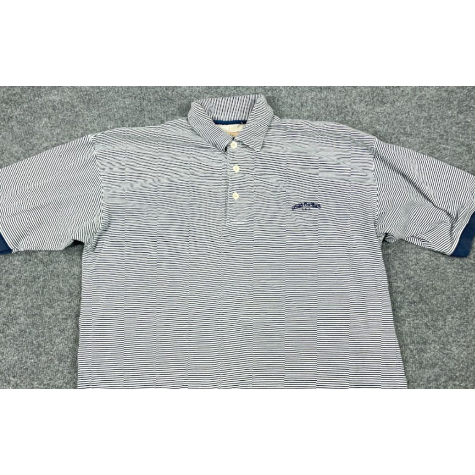 Guess VINTAGE GUESS Polo Shirt Adult Medium Blue White Striped Embroidered 90s Preppy Mens Polo Size US M / EU 48-50 / 2 - 6 Thumbnail