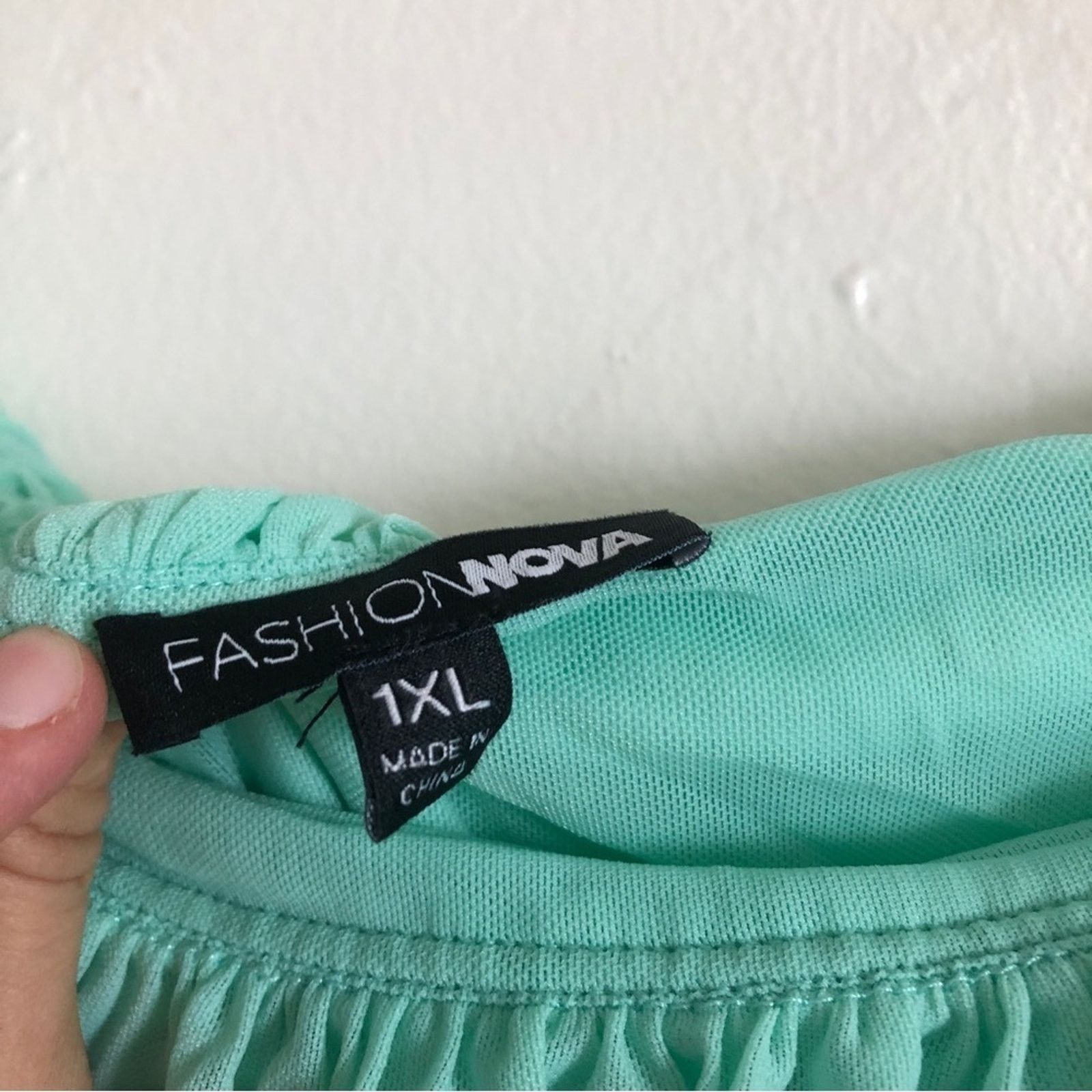 Other Fashion Nova Turquoise Ruffle Bodysuit One Piece Top Size XL / US 12-14 / IT 48-50 - 3 Thumbnail