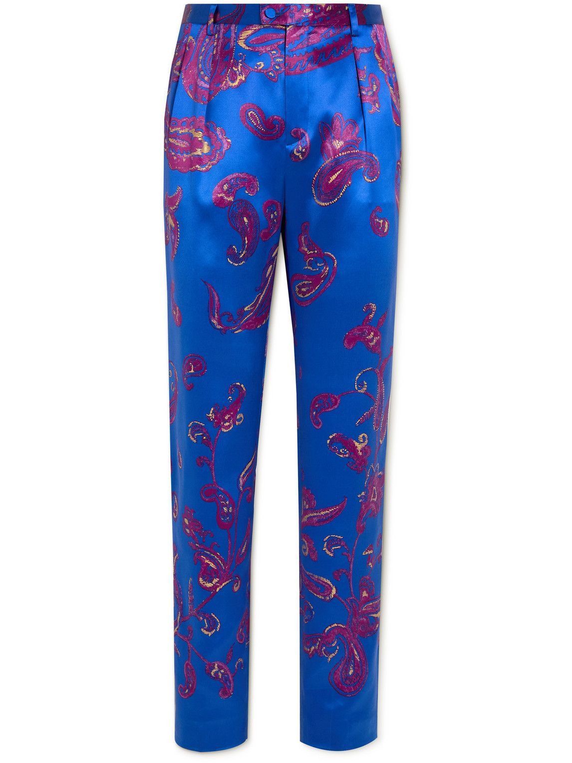 Saint Laurent Paris o1s1wg110824 High-Rise Pants in Paisley Printed Blue/Purple Size US 28 / EU 44 - 1 Thumbnail