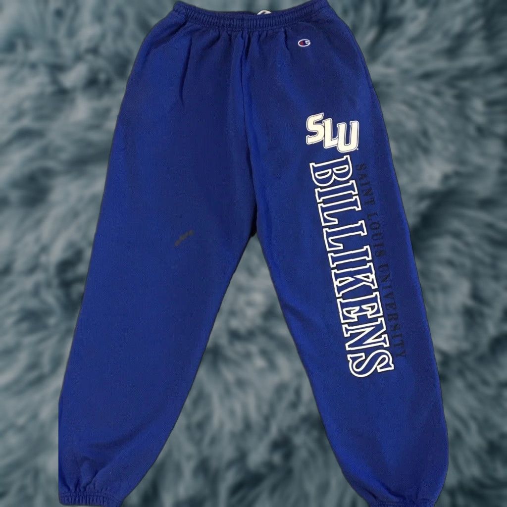 Champion VINTAGE Saint Louis University Champion Sweatpants M Blue College Track 90s Grunge PE School Men Size US 31 - 1 Thumbnail
