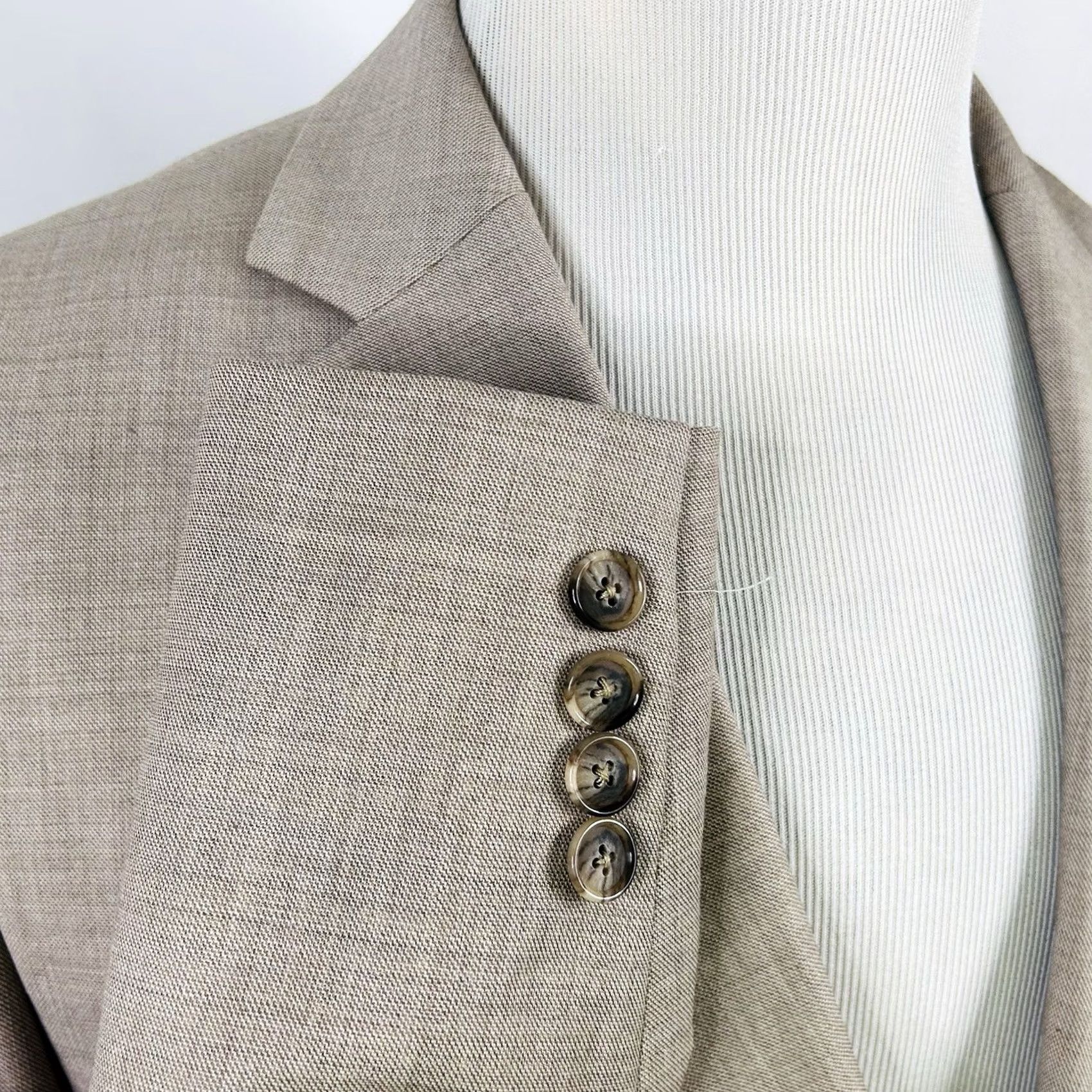 Stafford Stafford 40S Classic Fit Sharkskin Sport Coat Beige Wool Blend Two Button Vented Men's Jacket Size US XS / EU 42 / 0 - 6 Thumbnail