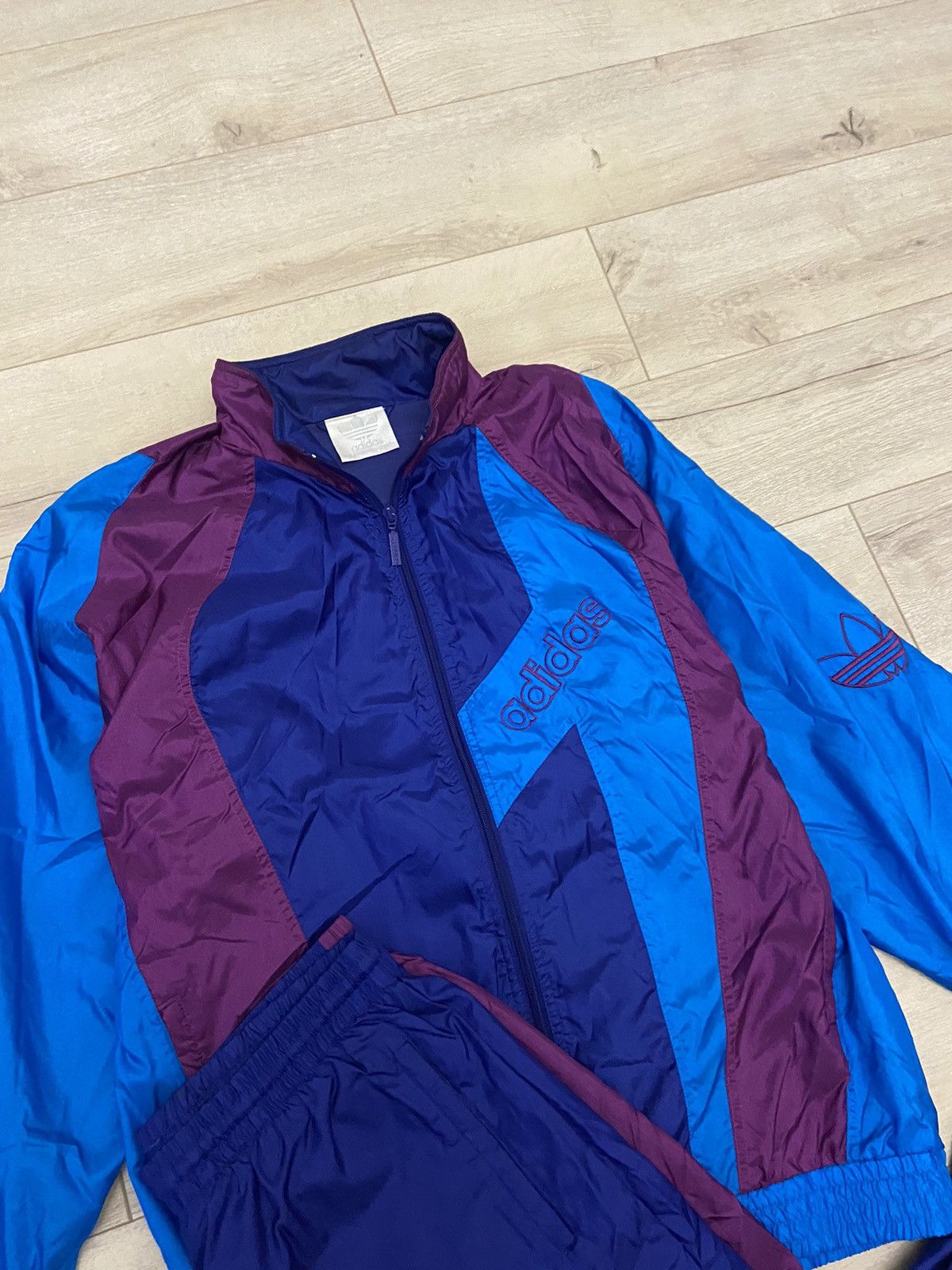 Adidas × Vintage Adidas Vintage Mens Nylon Track Suit Jacket + Pants Size US M / EU 48-50 / 2 - 2 Thumbnail