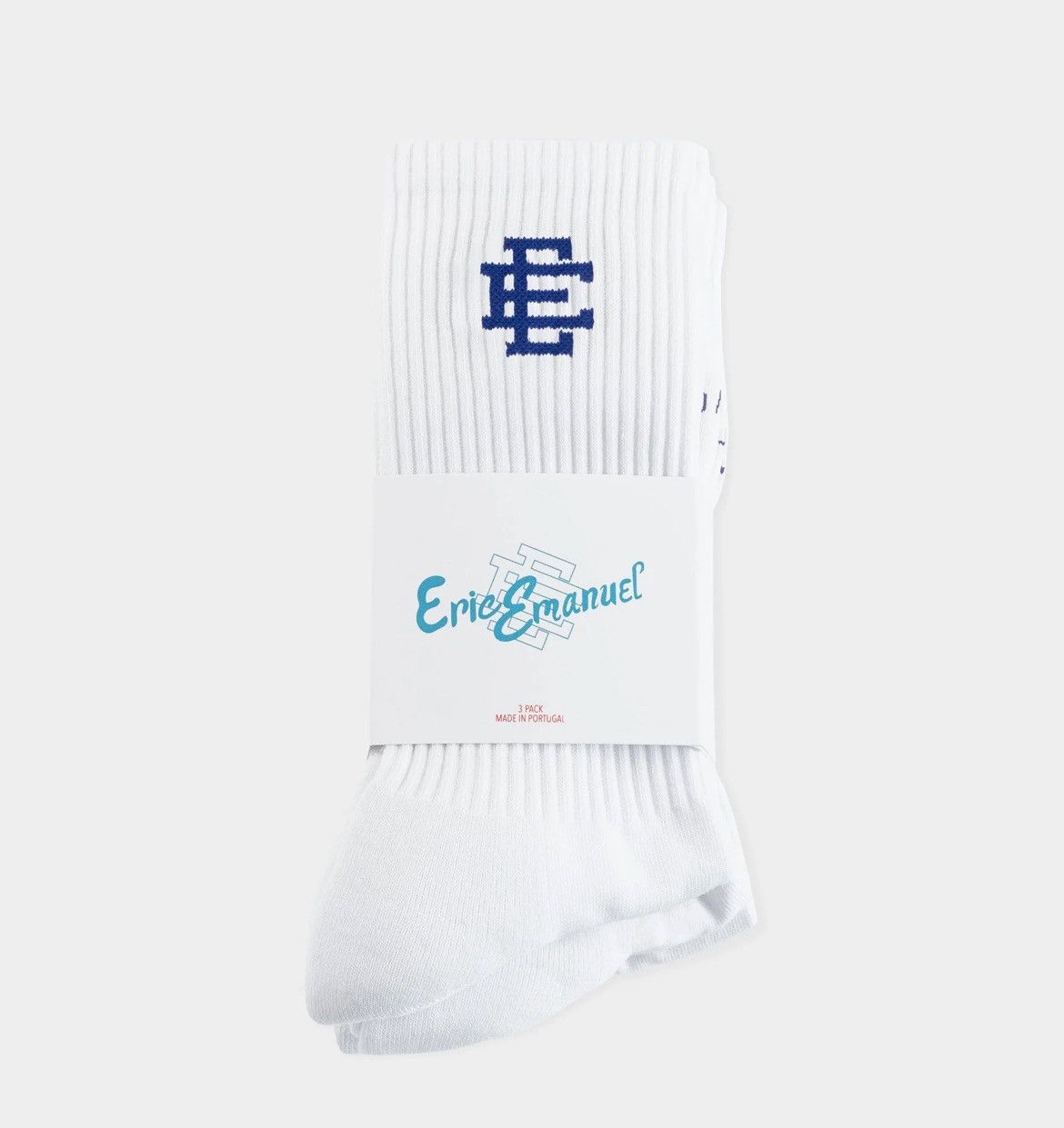 Eric Emanuel Eric Emanuel EE white socks w royal blue E 3-pack Size ONE SIZE - 1 Thumbnail