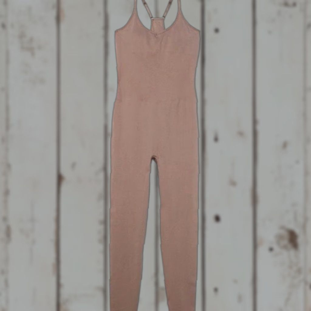 Victoria's Secret VINTAGE Victoria's Secret Pink Active Seamless Jumpsuit Brown Neutral Racerback M Beige Womens One-Piece Sleeveless Pullover Size 32" / US 10 / IT 46 - 1 Thumbnail
