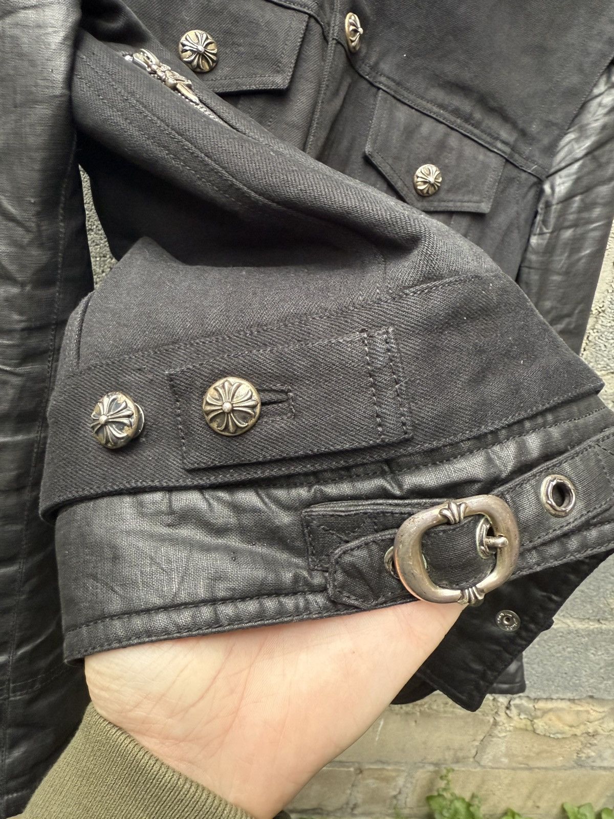 Chrome Hearts Chrome Hearts Denim Jacket Leather Sleeves Size US M / EU 48-50 / 2 - 5 Thumbnail