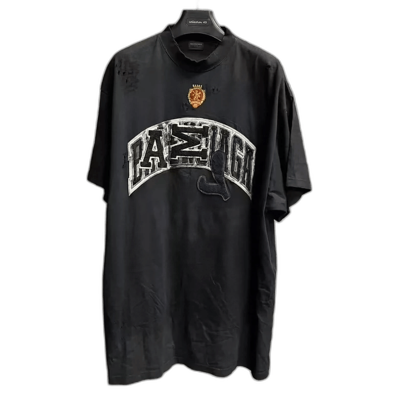 Balenciaga Balenciaga Black Embroidered Logo Short Sleeve T-Shirt Size US M / EU 48-50 / 2 - 1 Thumbnail
